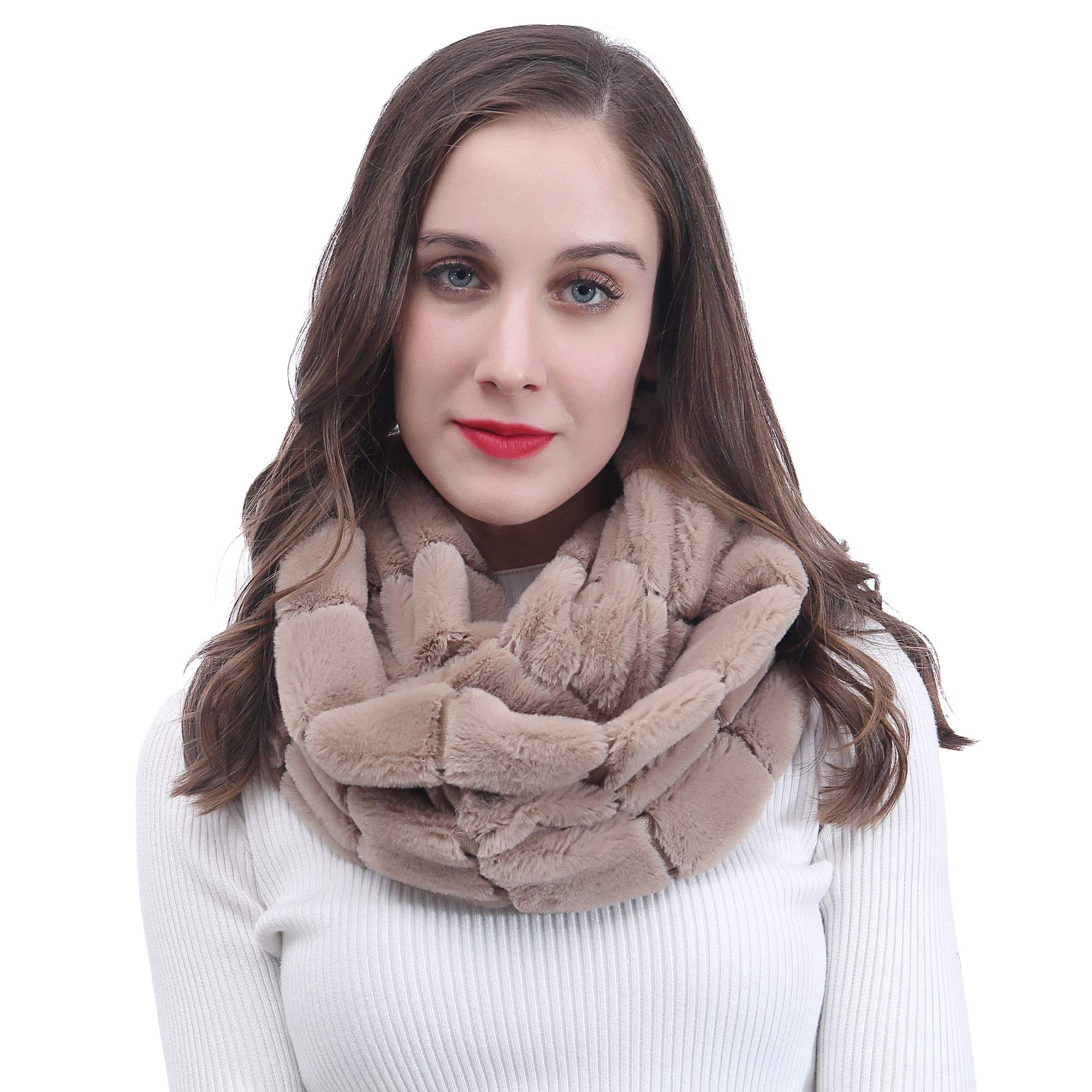 Lina & LilyFaux Fur Winter Double Loop Snood Scarf
