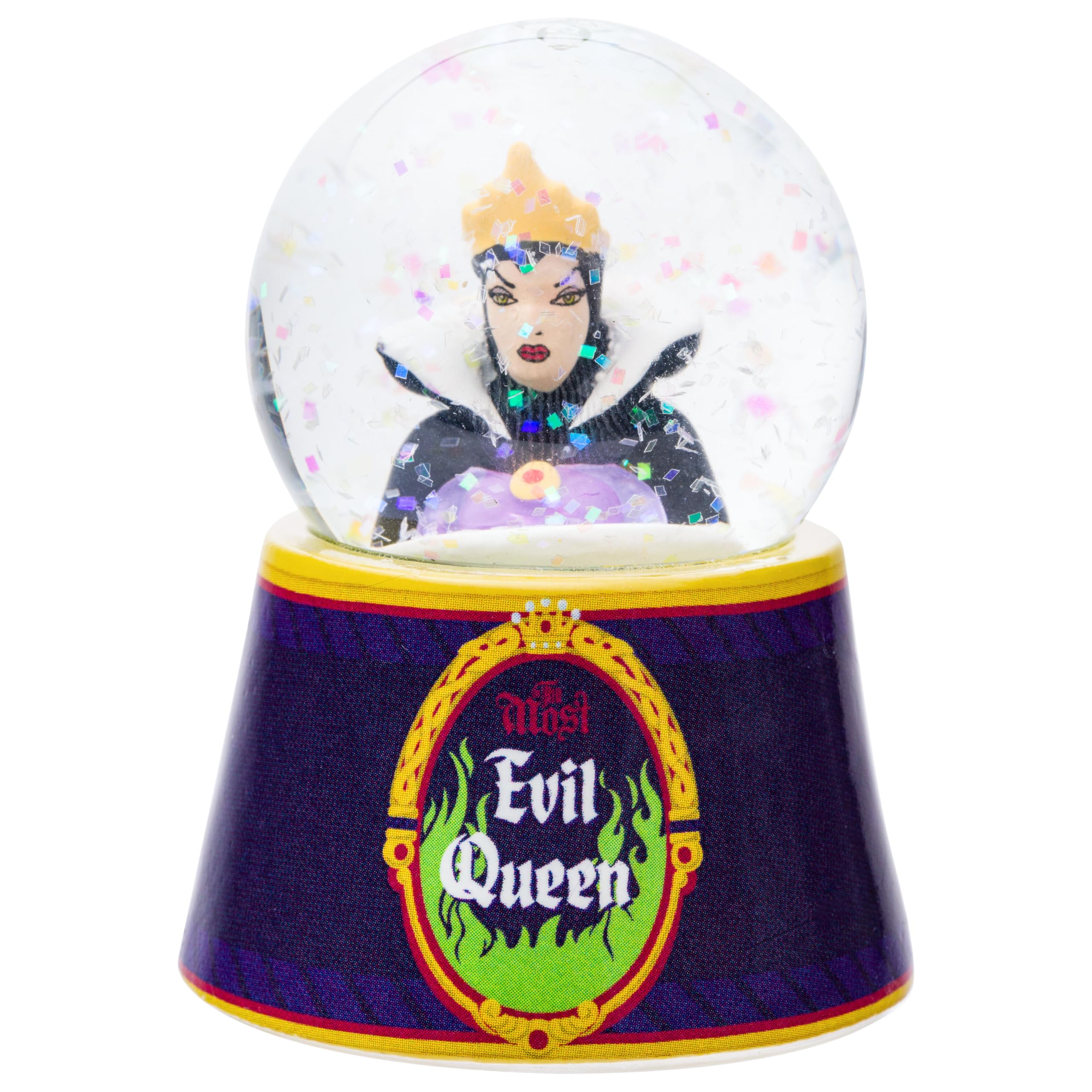 Silver Buffalo Disney Snow White and The Seven Dwarfs Light Up Snow Globe Featuring The Evil Queen, 45mm
