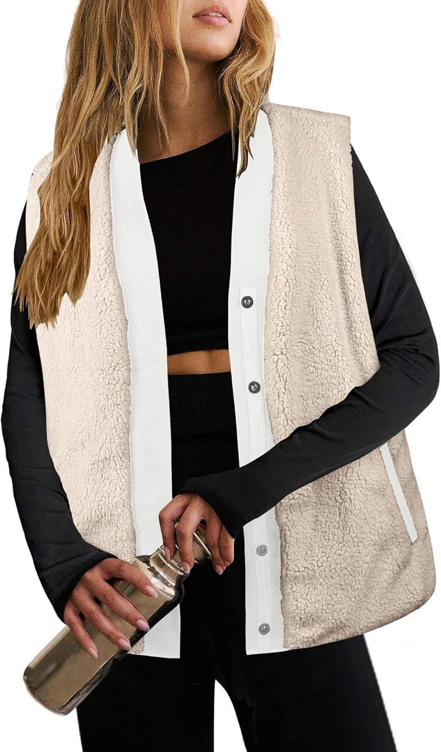 Angashion Women Puffer Vest Jacket: Fall Sleeveless Reversible Outerwear Quilted Fleece Warm Padded Gilet Coat with Pockets Angashion Women Puffer Vest Jacket: Fall Sleeveless Reversible Outerwear Quilted Fleece Warm Padded Gilet Coat with Pockets