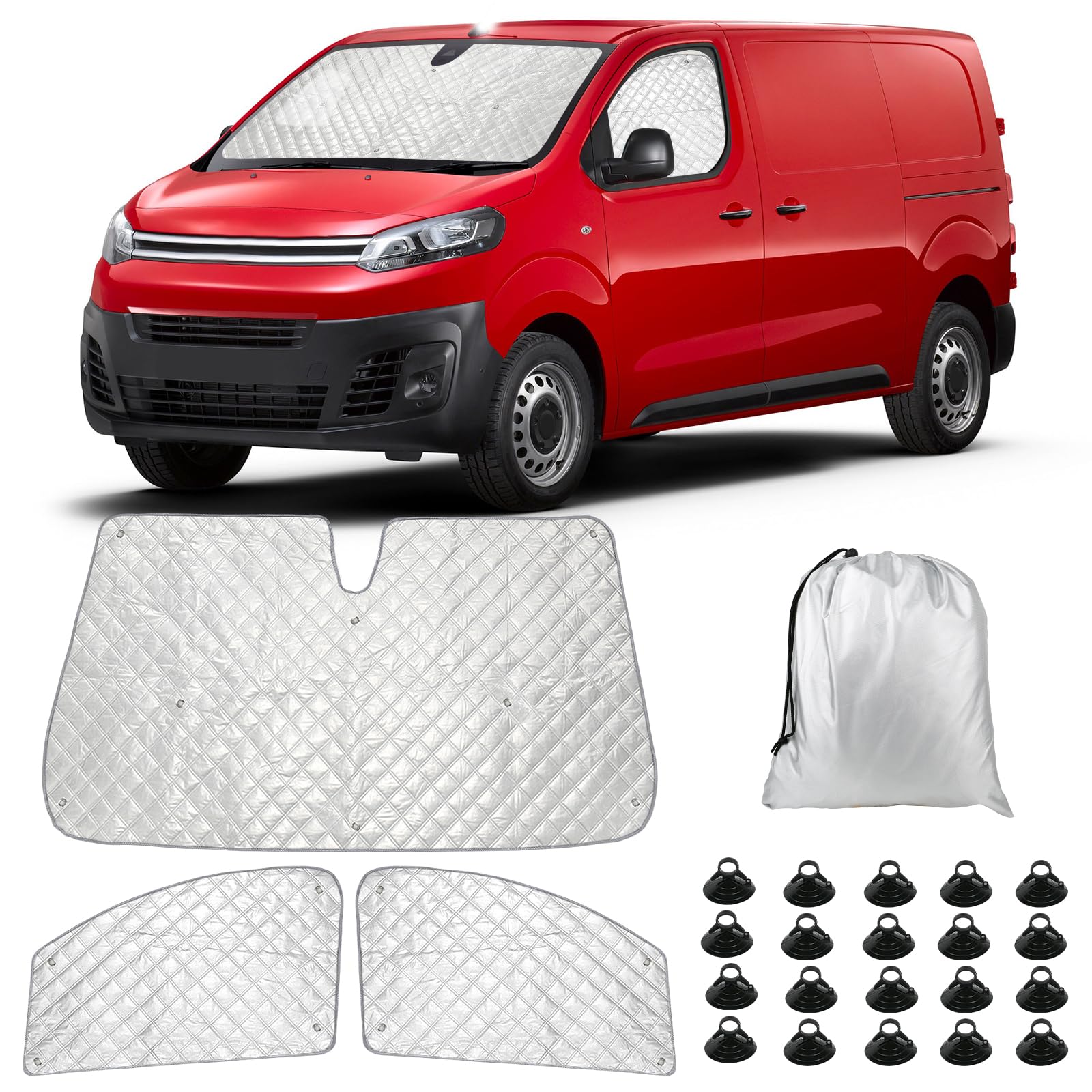 Oscurante Termico Interno per Citroen Jumpy Opel Vivaro Fiat Scudo 2016-2025, 3 PCS Parasole per Parabrezza Interno ai Raggi UV per la Privacy e il Controllo della Temperatura