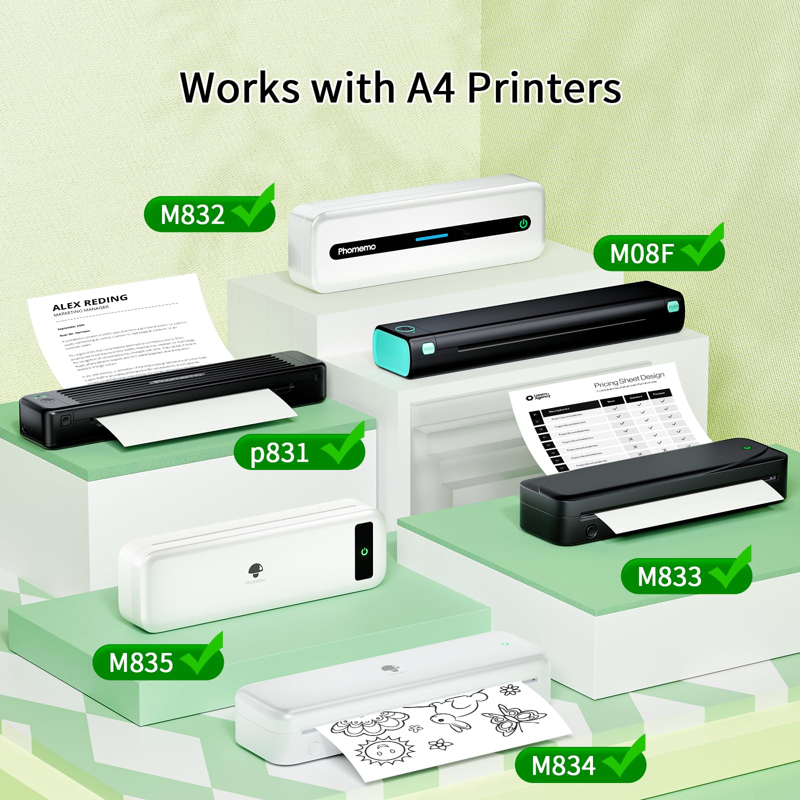 Phomemo 1 Confezione Di Carta Termica Formato A4 Per M08/M832/M833/M834 - Foto 4
