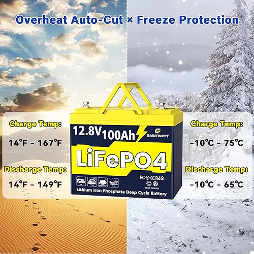 Miniatura 4 de Batería LiFePO4 de 12 V 100 Ah, celda de grado A+ integrada 100A Smart BMS, grupo 24, batería de litio de ciclo profundo 15000 para Rv, motor de