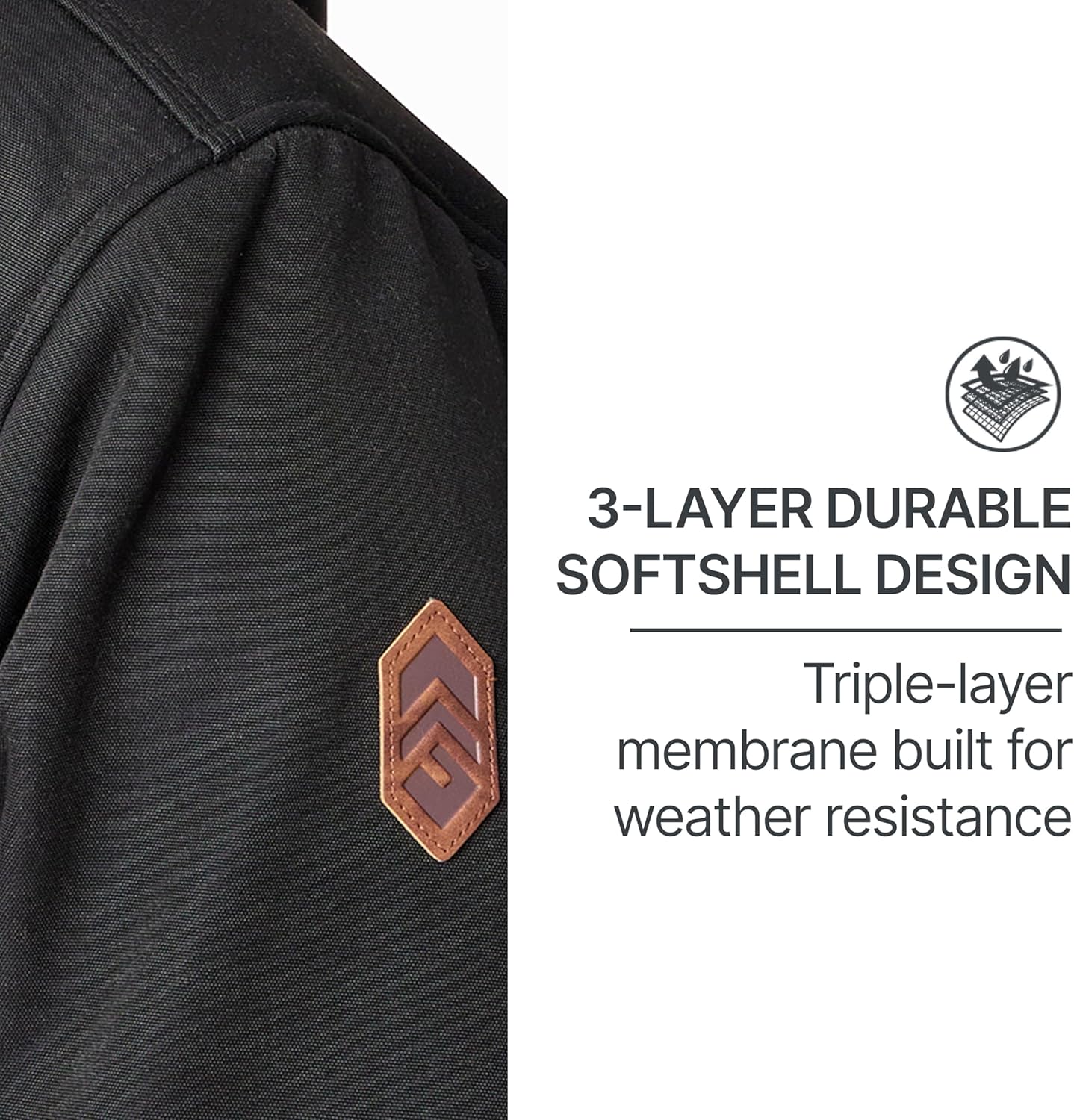 Free Country Men's Softshell Winter Coat Jacket Water & Wind Resistant Sherpa Insulated and Warm Fleece Lined-River Burly-Black-Size M