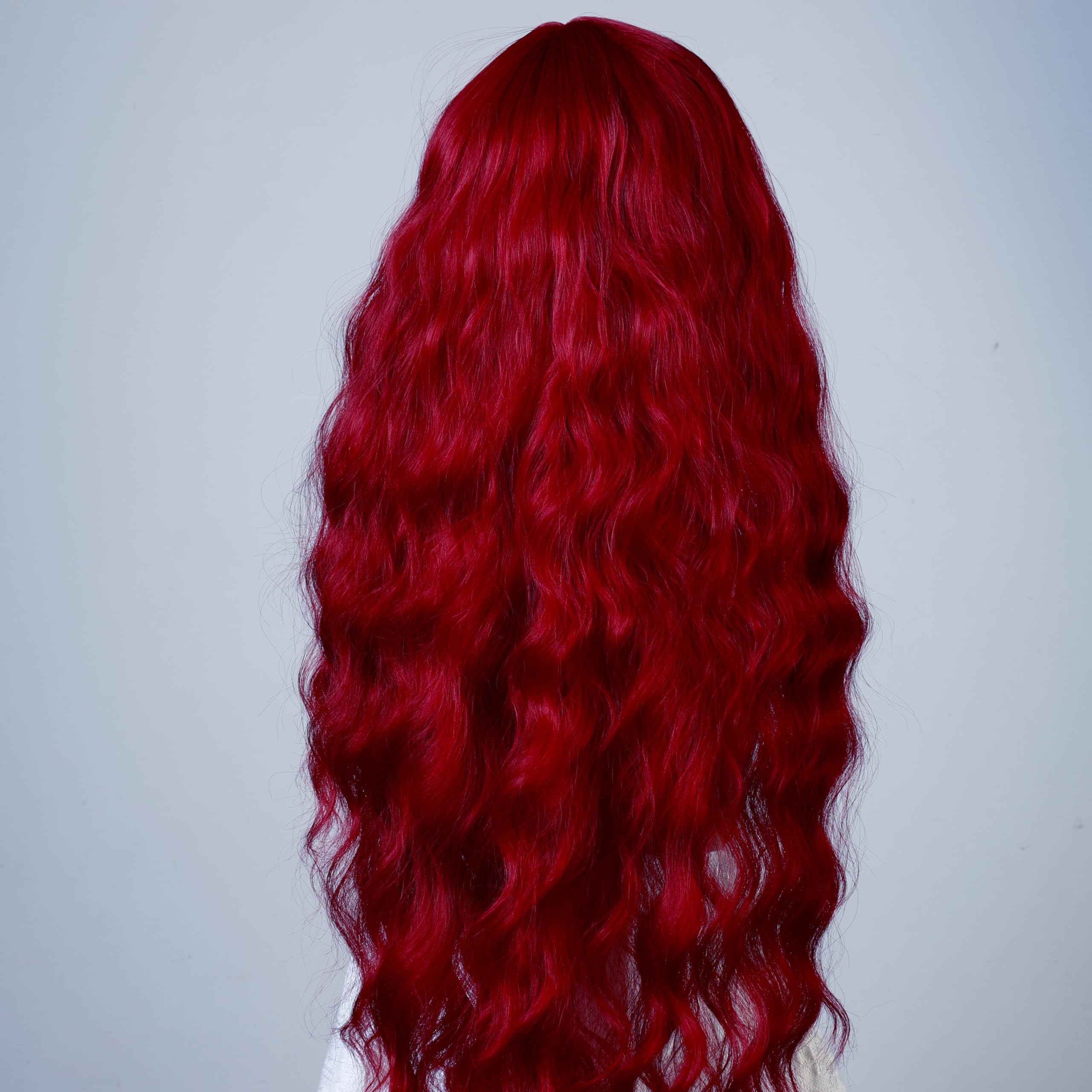 Stylophyx Women's Curly Wig with Bangs Exclusively Designed for Women, Synthetic Hair Strands, Ideal for Role playing and Parties (Comes with Wig Cap) 31 Inches: Red