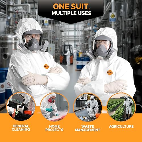 Miniatura 4 de Tiger Tough Heavy Duty White Disposable Coveralls - Industrial Grade Protective Full Body Chemical Suit, Cleaning Jumpsuit