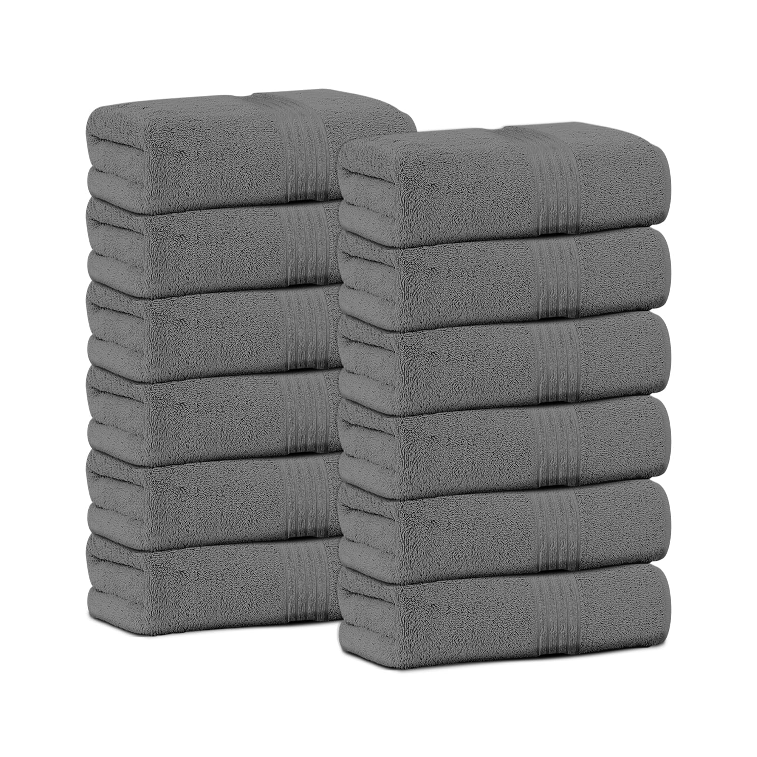 Gc Gaveno Cavailia Charcoal 12 Pack Flannel Face Cloth Face Towels 30 X 30 Cm | Egyptian Cotton 450 Gsm Towels Set Fingertip Highly Absorbent Washcloths For Bathroom, Spa & Gym,