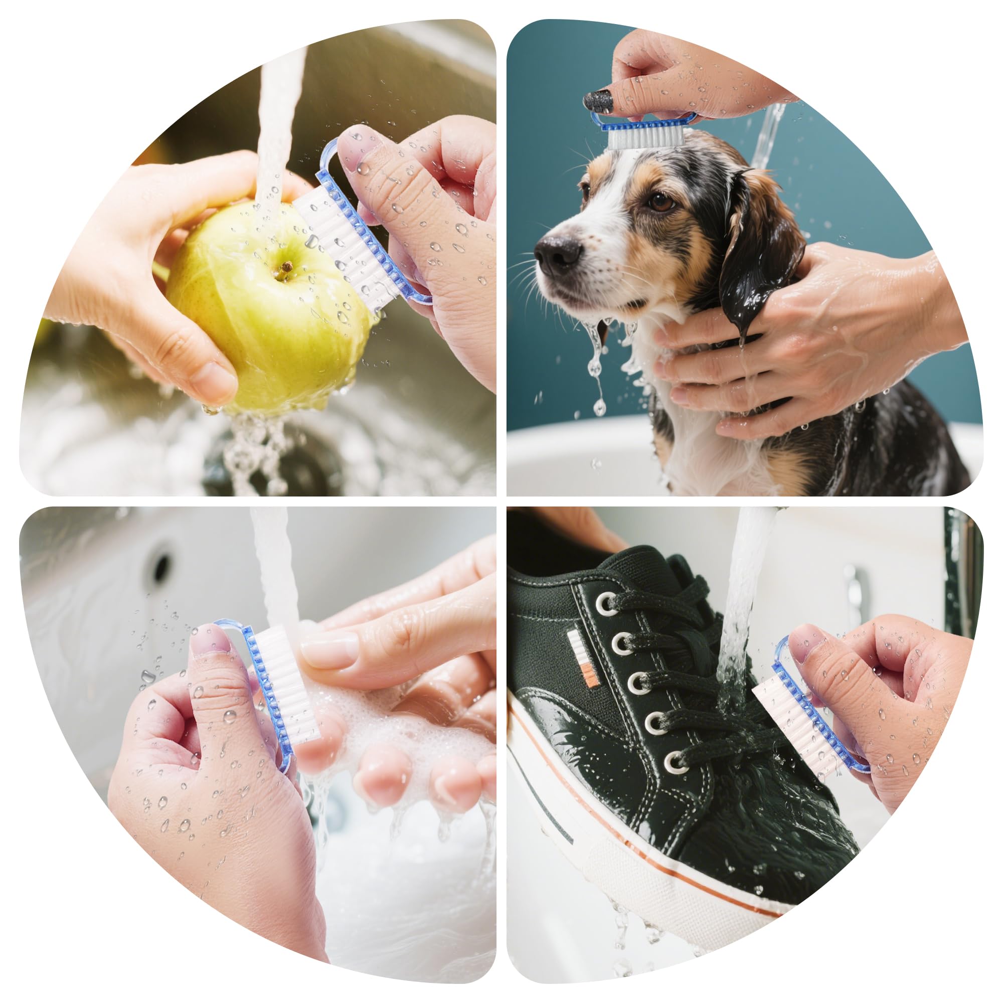 Spazzolino unghie mani, Set 4 pezzi Spazzola Unghie con Manico, Spazzola per Unghie Portatile, Spazzole per Pulire