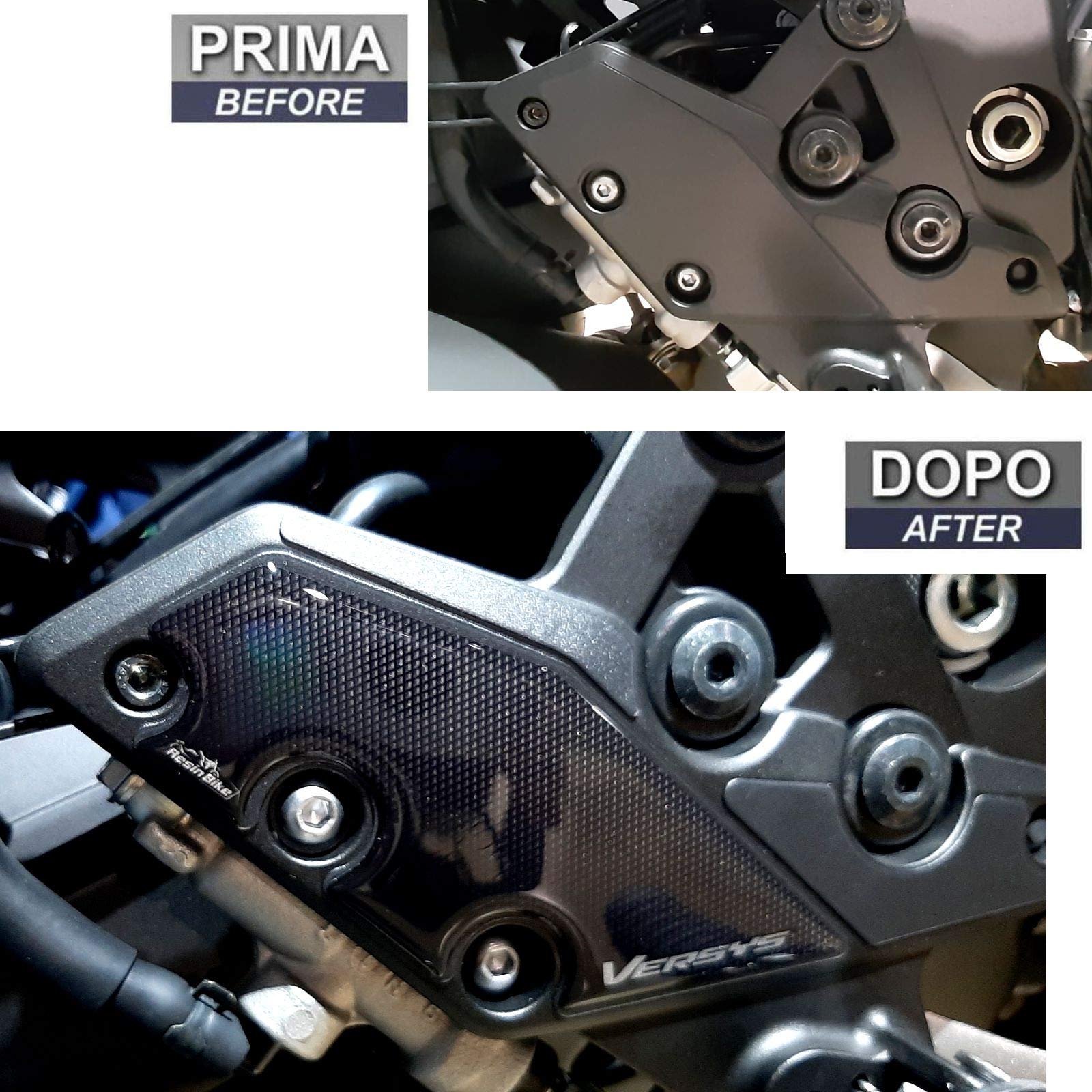 Protections De Cadre Moto En Résine 3D Resin Bike - Pour Kawasaki Versys 1100 2025 - Autocollants Anti-rayures Et Chocs - Fabriqué En Italie
