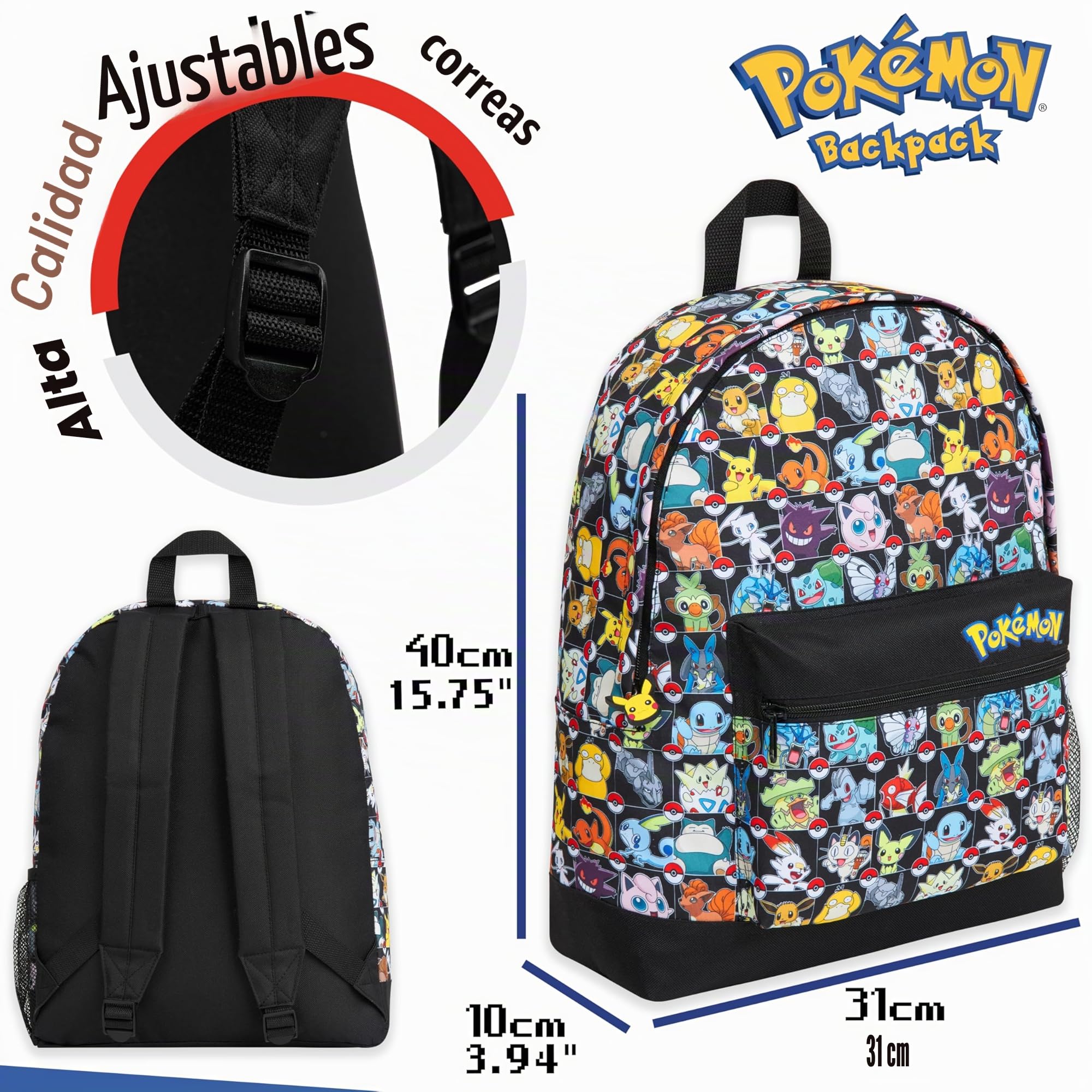 Pokémon Mochilas Escolares Pikachu Pokeball Mochila Escolar Niño Adolescente Bolso Escolar Viaje Colegio Deporte Anime Regalo para Niños