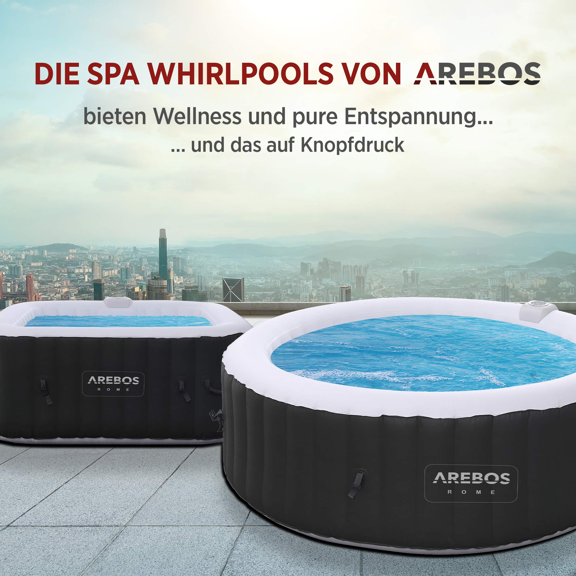 Arebos Komfort-Set 2 Nackenkissen + Getränkehalter für Whirlpool | weiß | 100% wasserdicht | ergonomisch geformt | PU Schaum