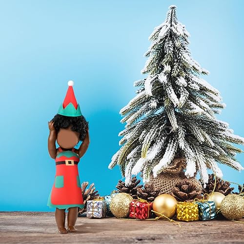 Miniatura 4 de Zhanmai Juego de 10 accesorios de muñeca elfo de Navidad, incluye vasos de caña, guirnalda, hamaca, almohada, farol, delantal, sombrero, caja de