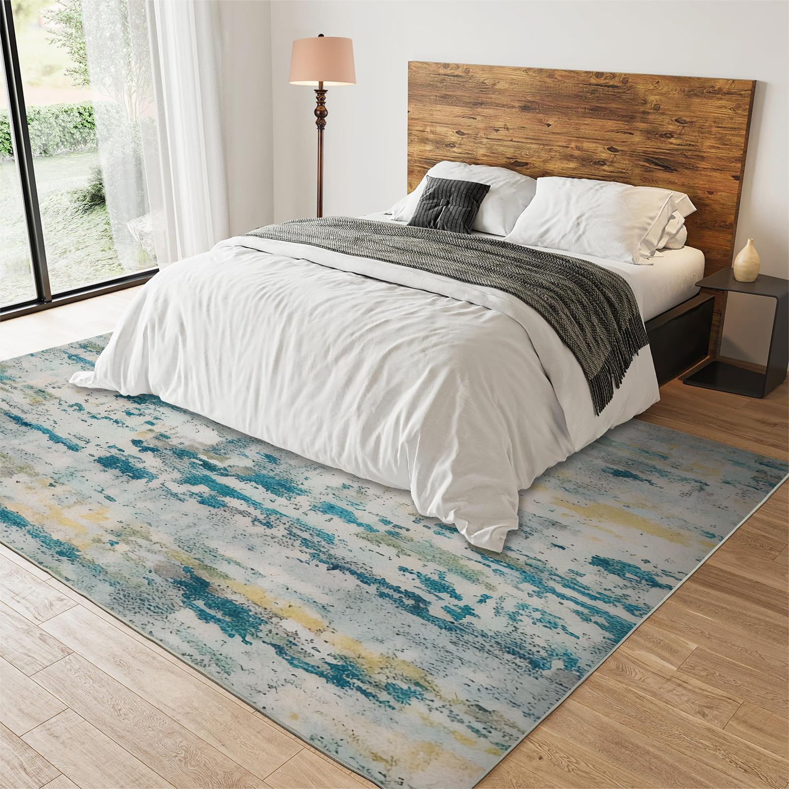 Amazon.com: Retro Distressed Art Style Rugs, Classic Gray Blue