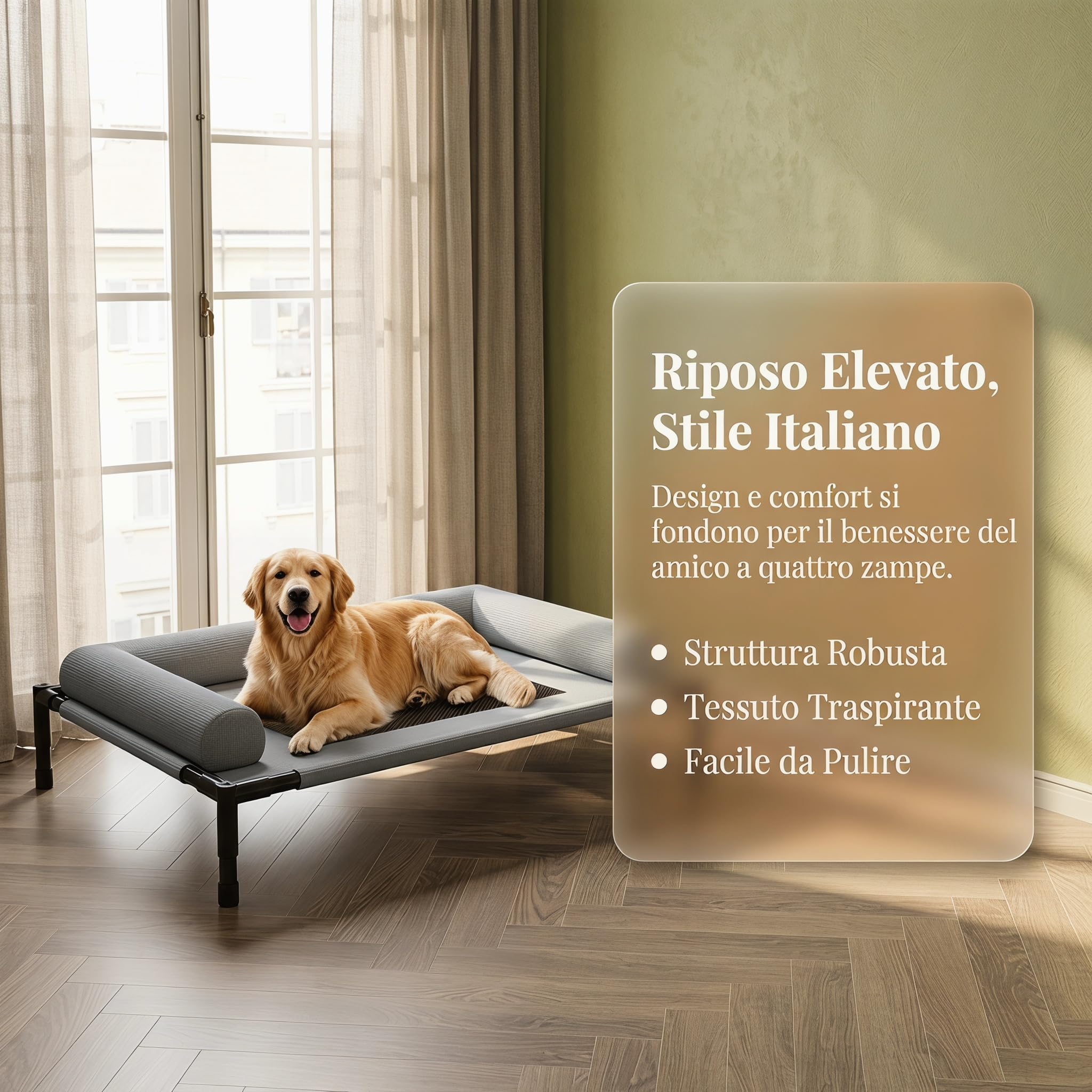 predolo Letto Rialzato per Cani Rimovibile e Lavabile, Lettino Rialzato per Cani, Resistente All'umidità Cuccia in Rete Traspirante, Divano per cani Estate, Esterni, Interni, Cuscino A L