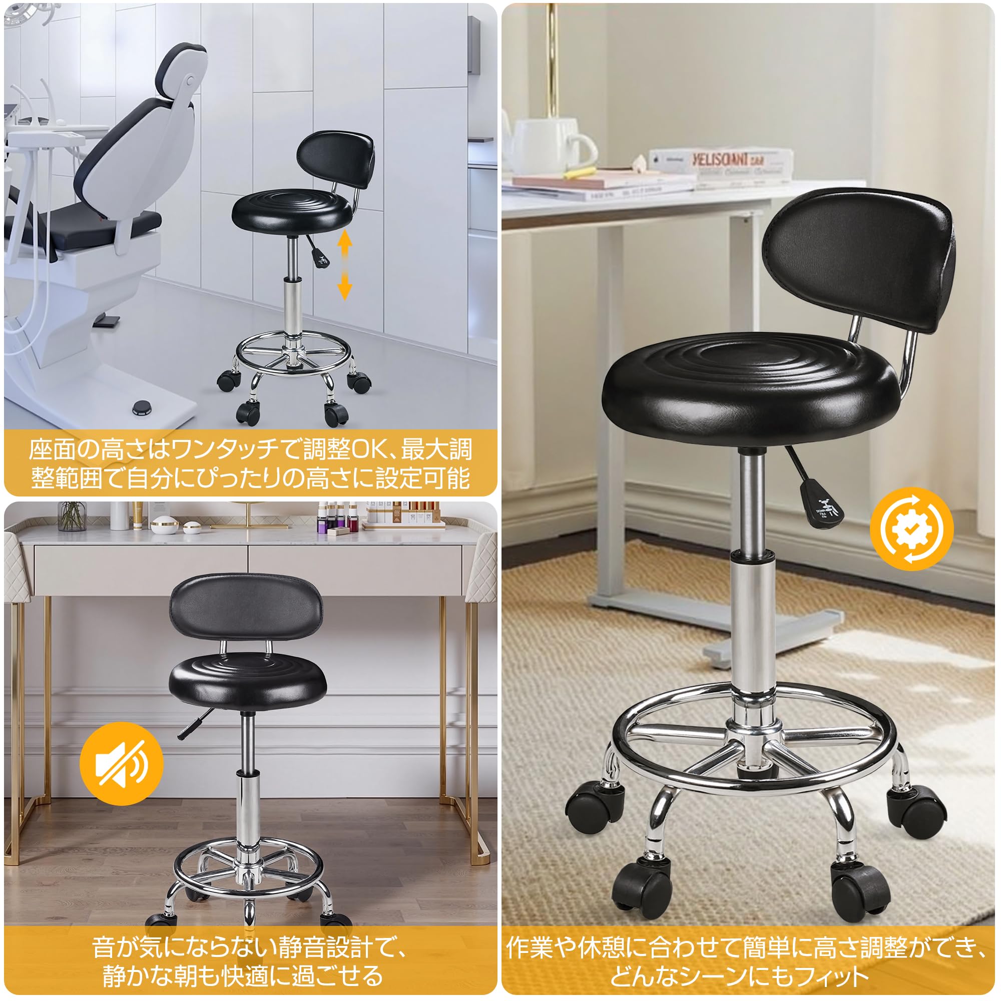 Amazon.co.jp: VECELO カウンターチェア 2脚セット 背もたれ付き 座面