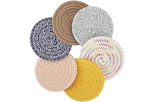 Accmor Braided Fabric Drink Coasters: Woven, Absorbent, & Heat-Resistant
