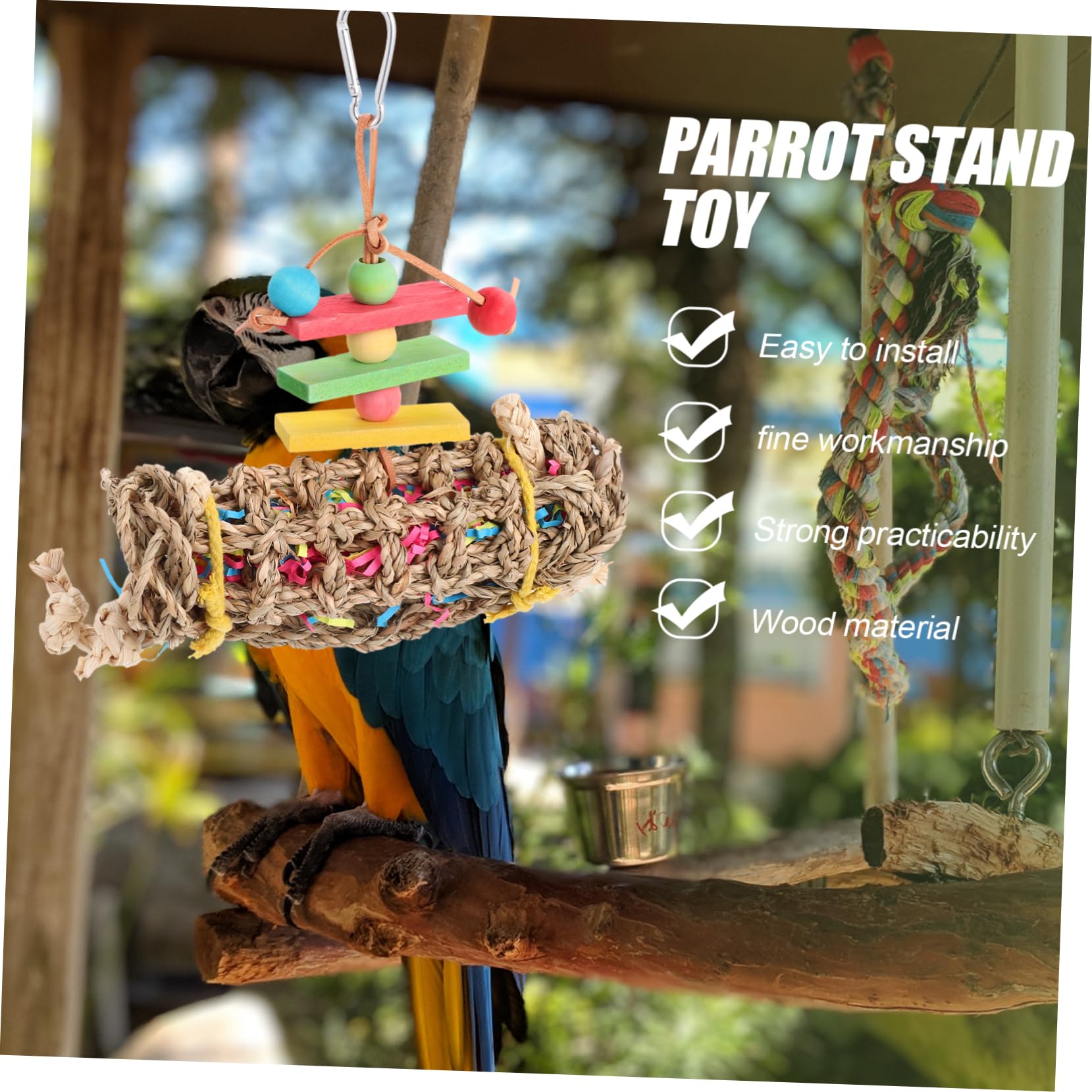VANZACK 2pièces Parrot Toy Bois pour Oiseaux Jouet à Mâcher Suspendu pour Perroquets Et Oiseaux Accessoire De Jeu Sécurisé Et Amusant