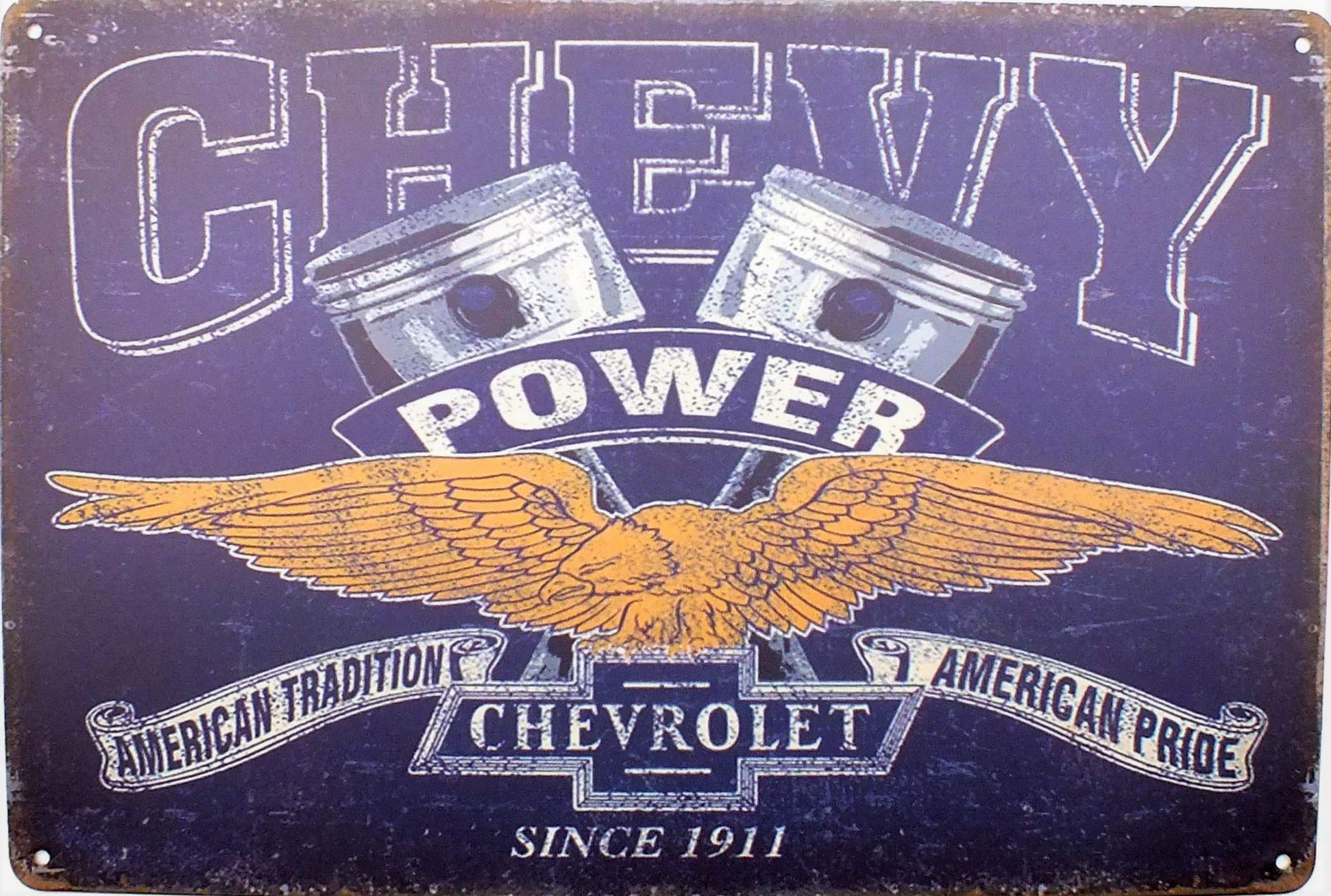 Tin Metal Sign Plaque Bar Pub Vintage Retro Wall Decor Poster Home Club Tavern Wall Door (30 x 20 cm) - UK Company (303 - Chevy Power)