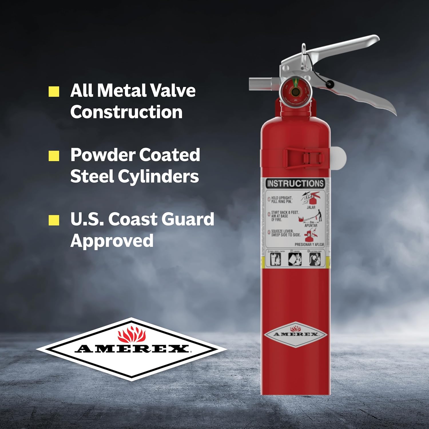 Amerex B417, 2.5 lb. ABC Dry Chemical Class A B C Fire Extinguisher with Wall Bracket, 2 Pack