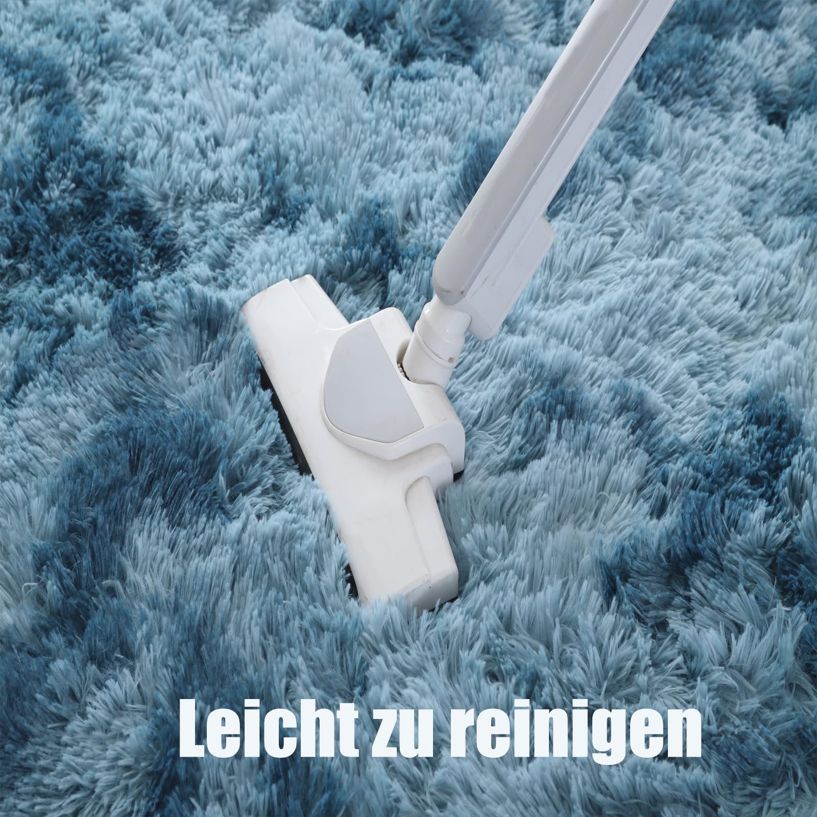 QUINZI Tappeto a pelo lungo, moderno e soffice, per camera da letto, soggiorno, cameretta dei bambini, tappeto in pelliccia sintetica antiscivolo(Blu,120x180cm)
