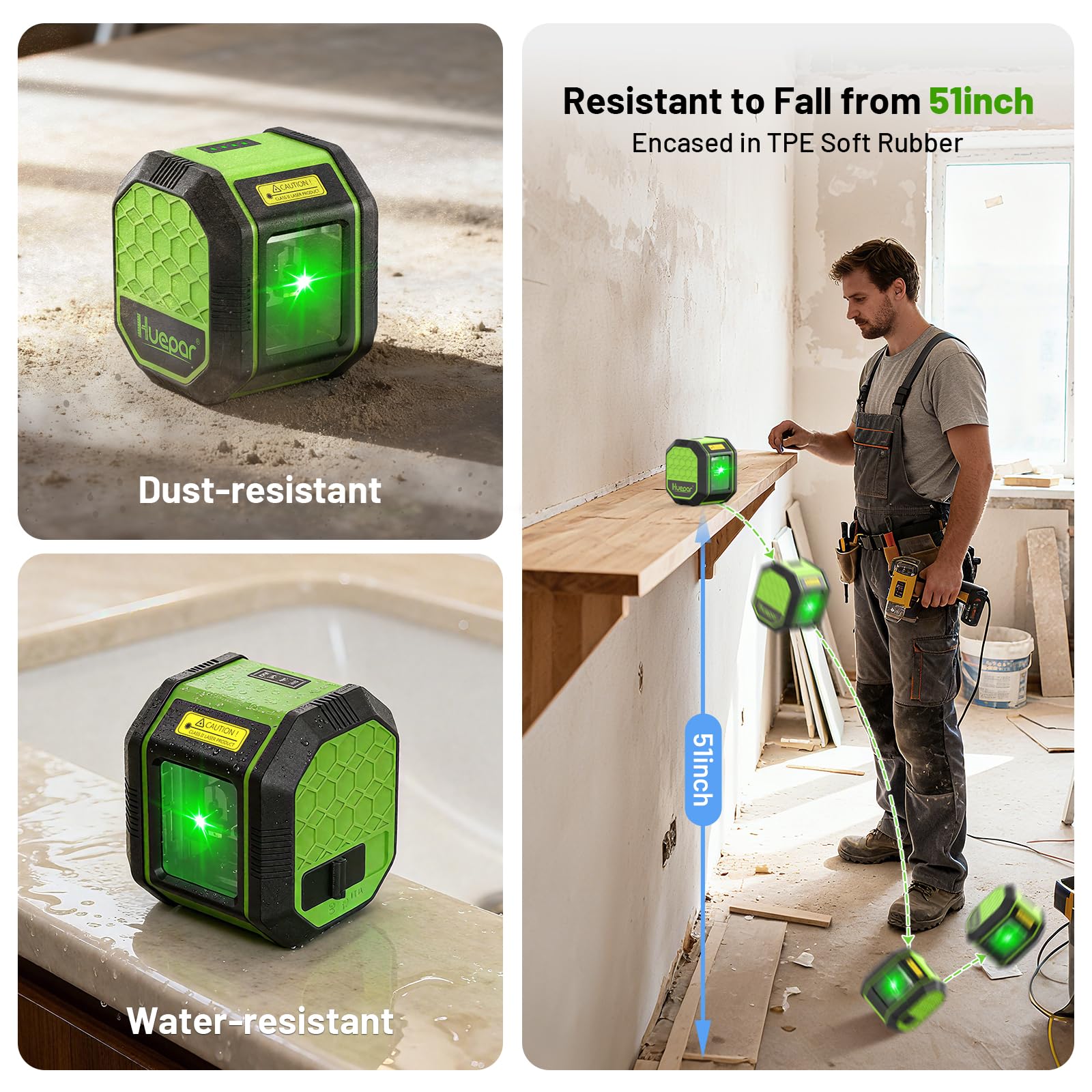 Huepar Laser Level - 100FT Green Cross Line -9 Huepar Laser Level - 100FT Green Cross Line -9