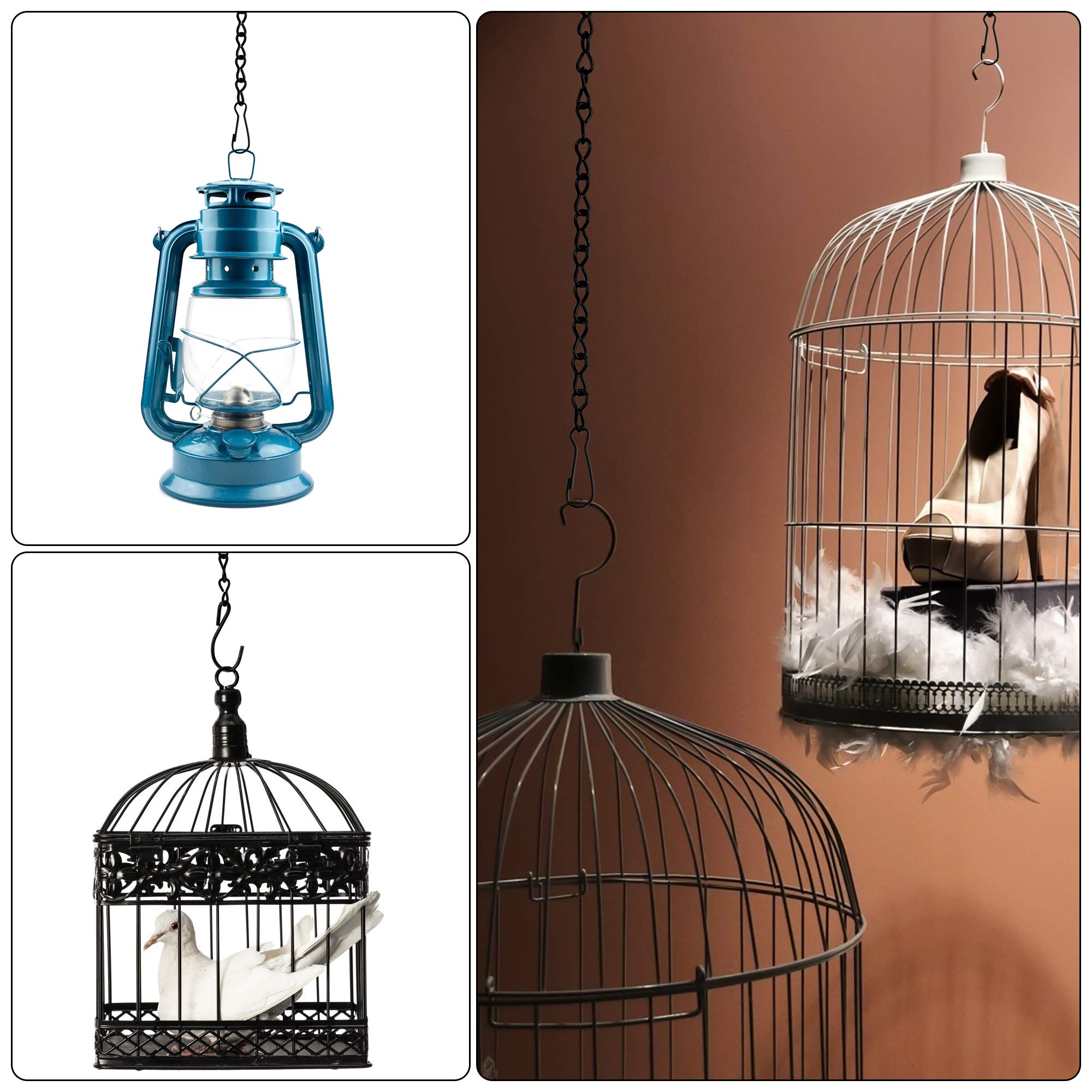 Chaîne de Suspension 50 cm 6 Ensembles, Chaîne en Métal pour Plantes, Suspension Plante Macramé Décoration Jardin (Noir)