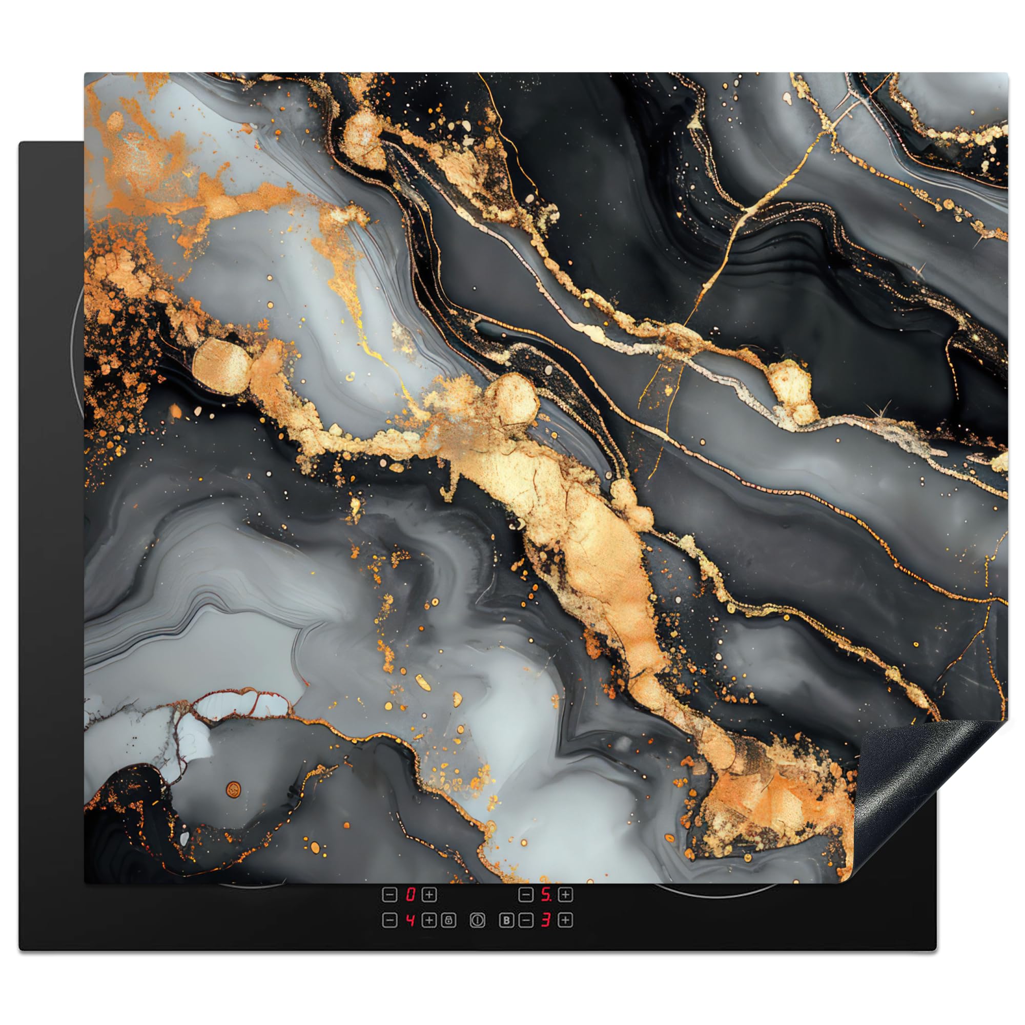 KitchenYeah© Induction Hob Protector Mat 20.5"x23.6" / 60x52 cm Stove Cap Top Cover Kitchen Cooker Covers for Electric Hobs Vinyl Marble - Gold - Grey - Black - Texture