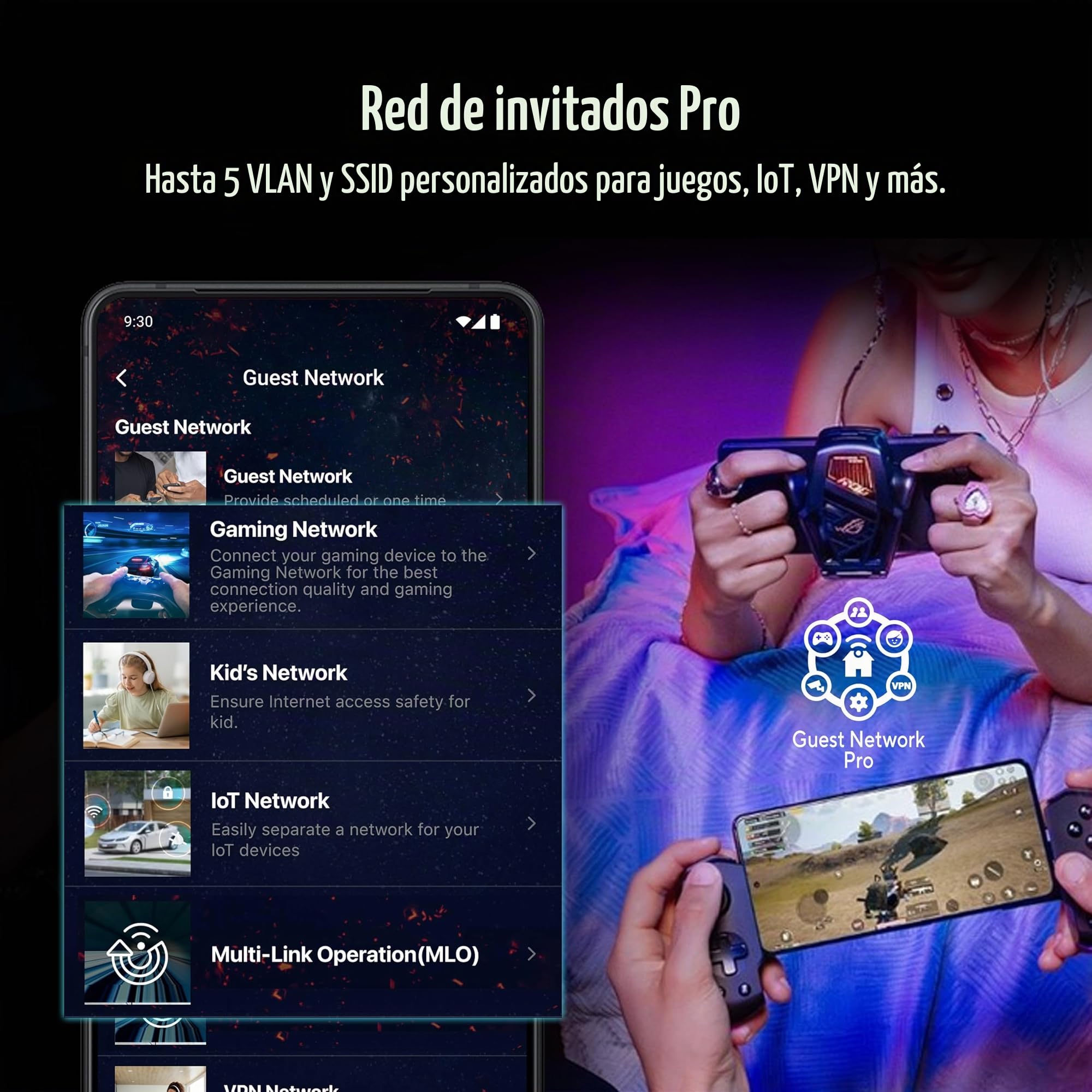 ASUS GT-BE19000AI Router de Juego AI Tri-Band WiFi 7 (802.11be), Ancho de Banda de 320 MHz y 4096-QAM, MLO, Dos Puertos 10G, AI Game Boost, Red de Juegos, Aura RGB, Soporte AiMesh, Guest Network
