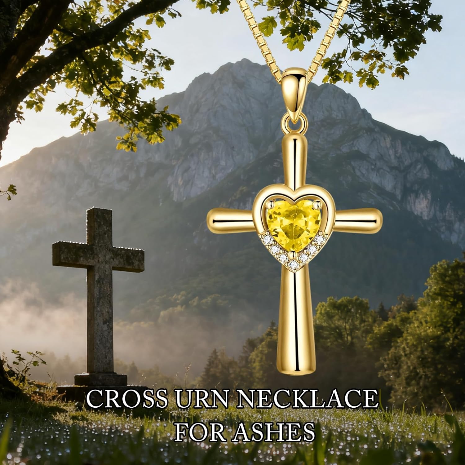 Cross Urn Necklace for Ashes 925 Sterling Silver 12 Birthstones Cross Heart Cremation Necklaces for Loved Ones Ashes Memorial Keepsake Jewelry - Image 6