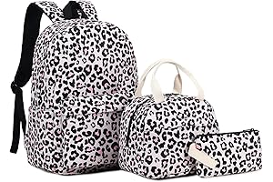 3-in-1 Girls Cheetah Backpack with Lunch Box and Pencil Case