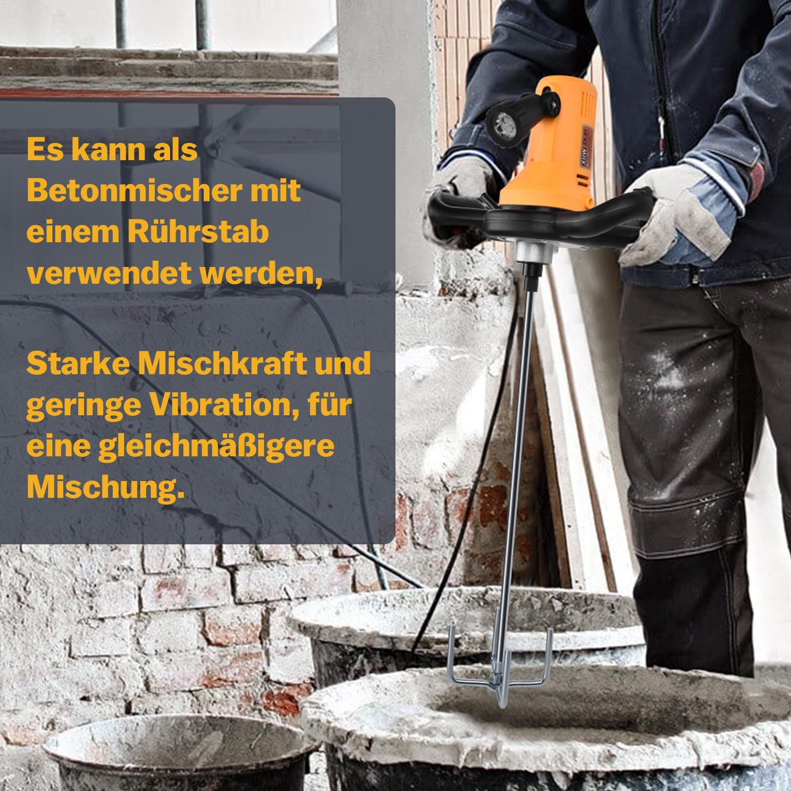1680W 2in1 Elektrisch Putzglättmaschine & Rührwerk Ø380mm 280-2800UPM | 6 Gang, LED Putzbearbeitungsmaschine, Poliermaschine Putzmaschine Wandschleifer Betonglätter Beton Mörtel Rührer Handrührwerk