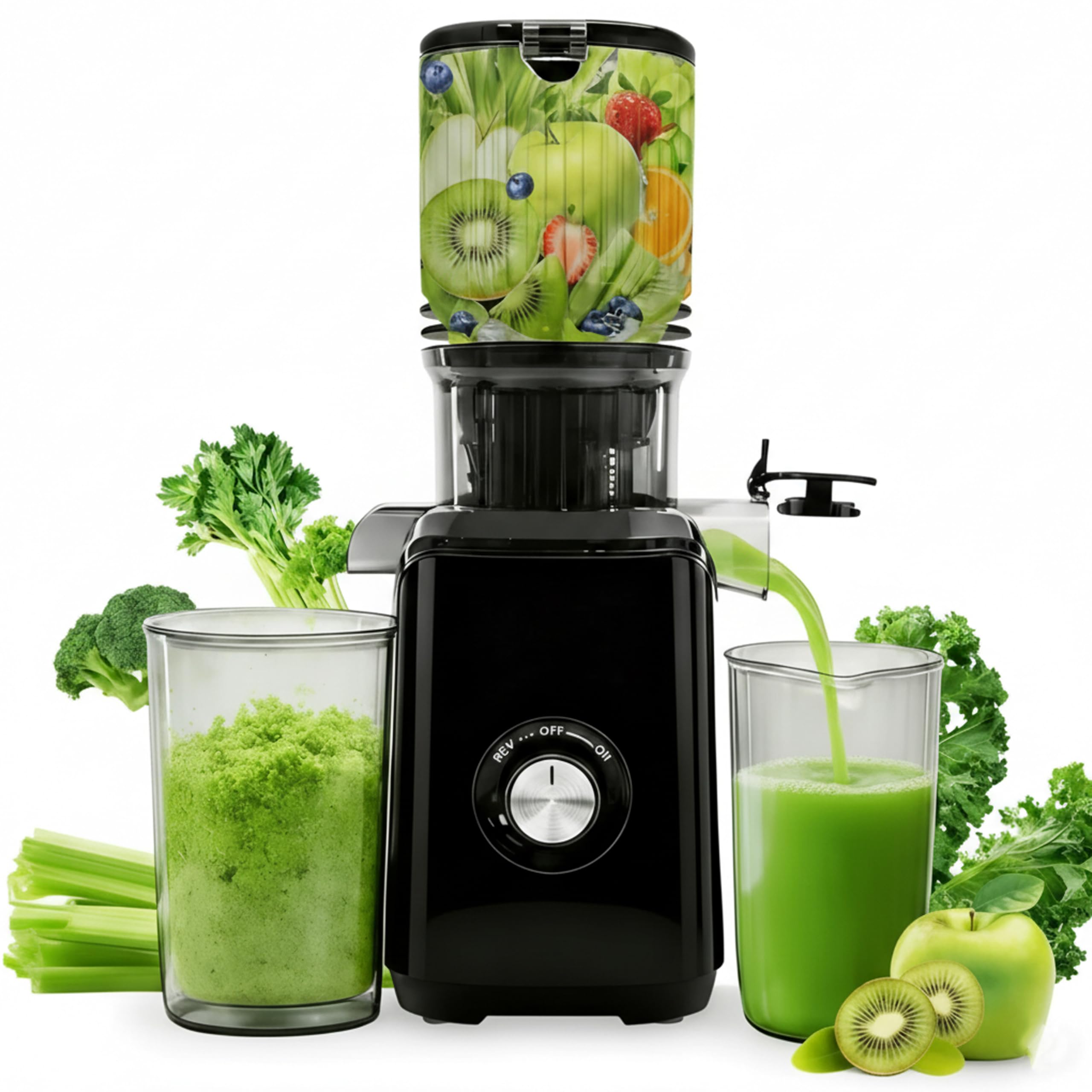 Simple Deluxe Cold Press Juicer Machines Slow Masticating Juicer with Wide Feed Chute High Juice Yield and BPA
