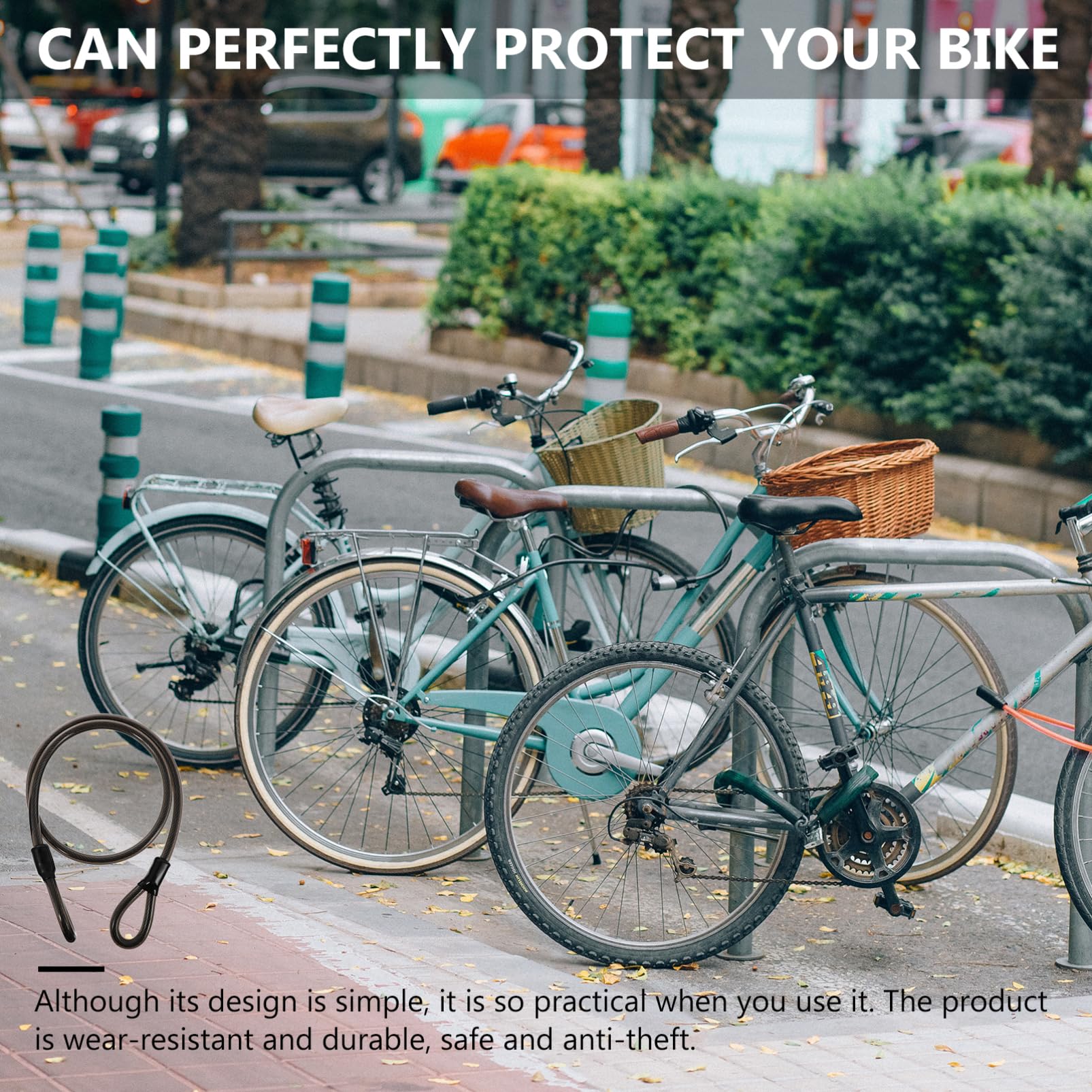 ifundom 1pc -Theft Bike Cable Lock Lengthened Design for Motorcycles and Outdoor Use Black Wire Rope Lock for Enhanced Security