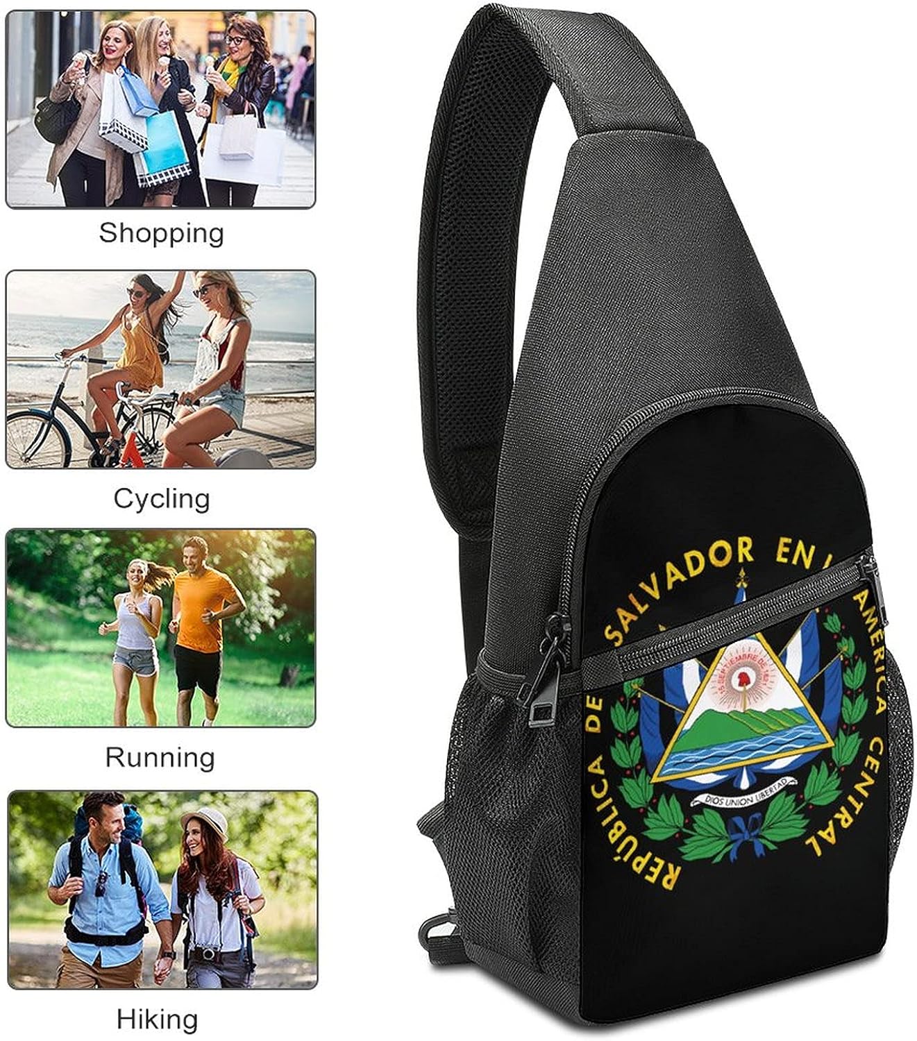 FunnyStar Coat of Arms of El Salvador Sling Bag Crossbody Shoulder Travel Chest Backpack Hiking Daypack For Sports Shopping Work