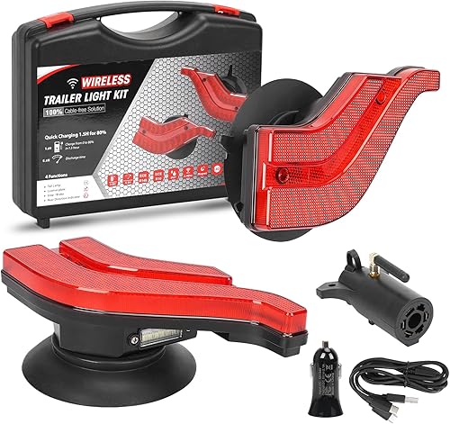 SUPAREE Luces traseras LED inalámbricas magnéticas mejoradas, 2 luces traseras modernas y portátiles recargables para camiones de remolque, camión