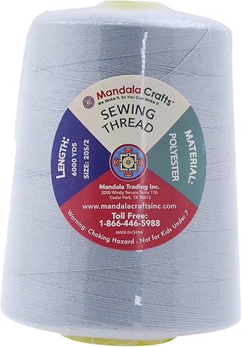 Vista 205 de Mandala Crafts - Hilo de coser multiusos de poliéster para máquina de coser de sarga, sobrehilado, acolchado Beige