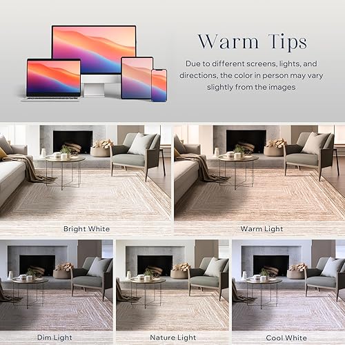 Miniatura 43 de Phantoscope Vintage Collection - Alfombra de área de 8 x 10 pies, alfombra grande para sala de estar, lavable, bohemio, antideslizante