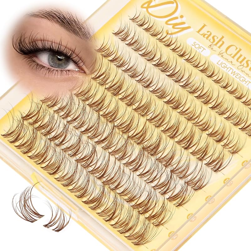 Cílios Postiços em Tufos Marrom MistBrown Fyonas, Comprimentos de 8 mm a 16 mm