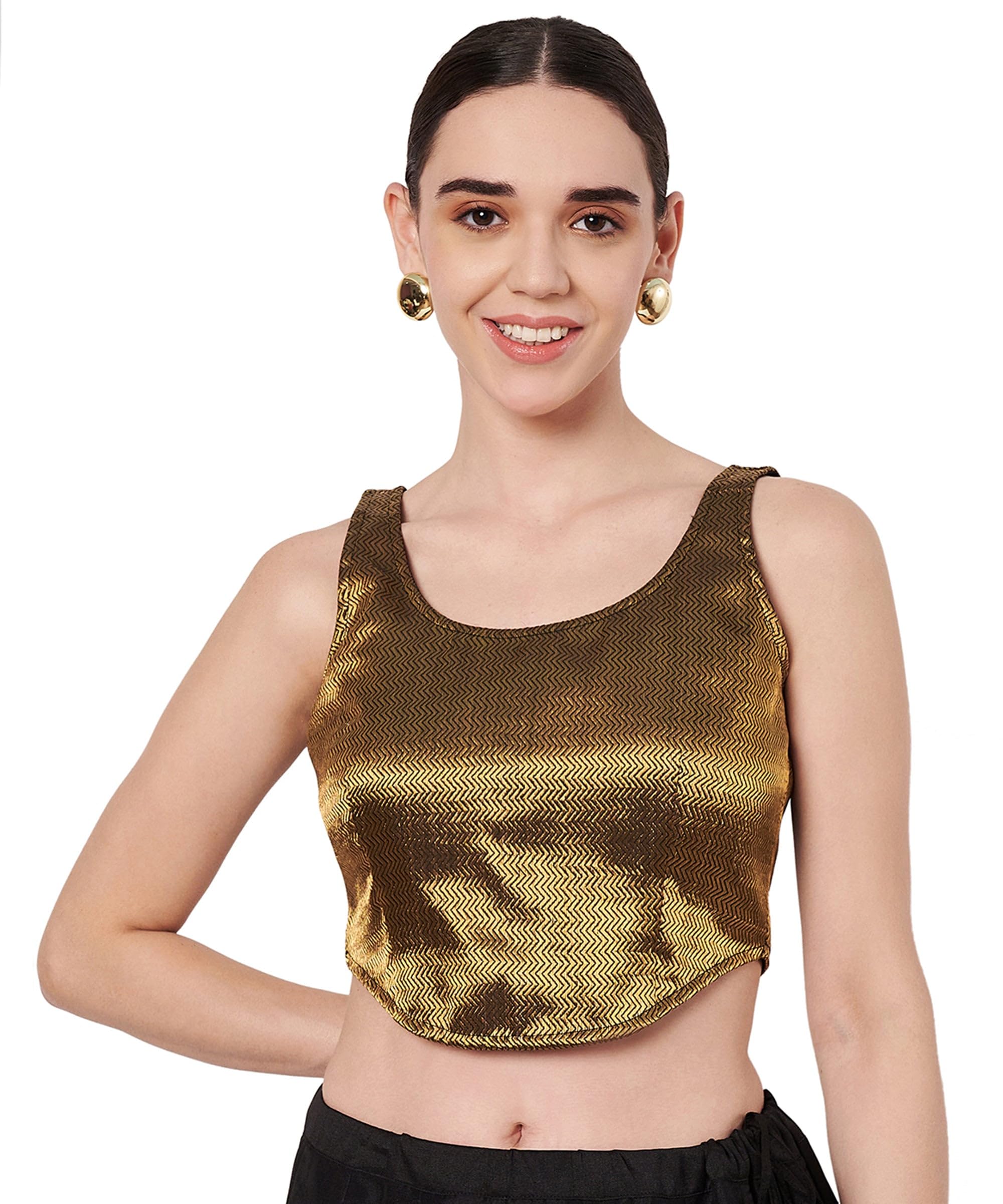 studio rasa Women's Shimmer Stripe Blouse for Festive Wedding Party-picture-11