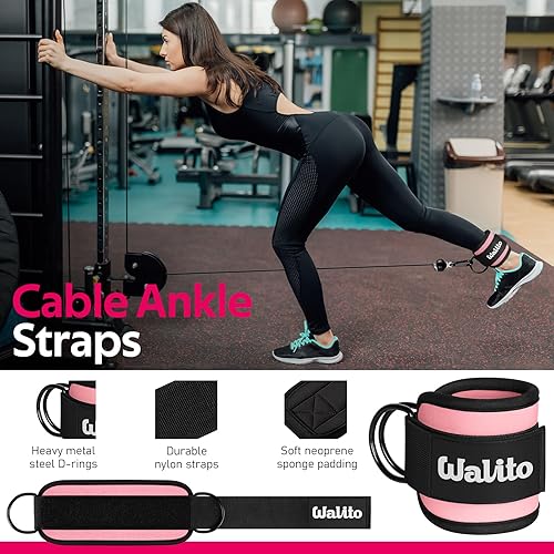 Miniatura 6 de WALITO 7Pcs Barbell Pad Set for Hip Thrust - Squat Pad,Gym Accessories for Women with Bar Bad,Bench Press, with Gym Ankle Straps,Resistance Bands