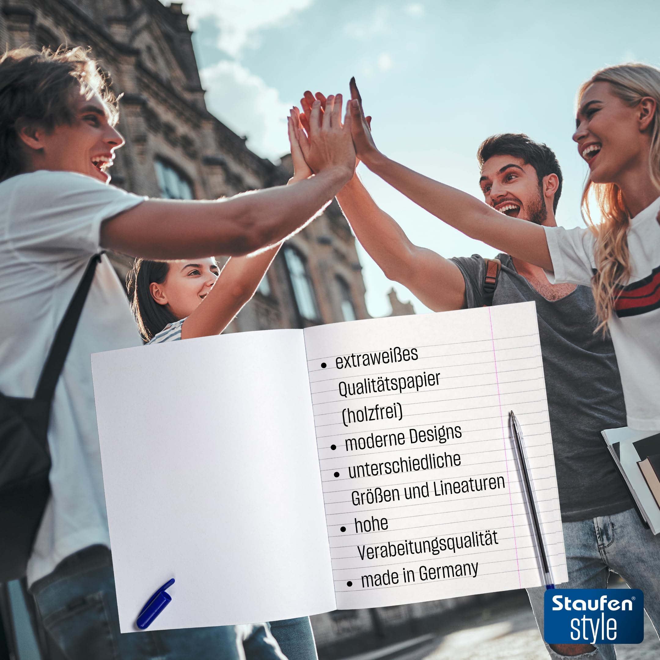 Staufen Style Schulheft - 10 Hefte je 16 Blatt, DIN A4, Lineatur 21 (9 mm liniert), 80 g/m² Papier (Packung mit 5)