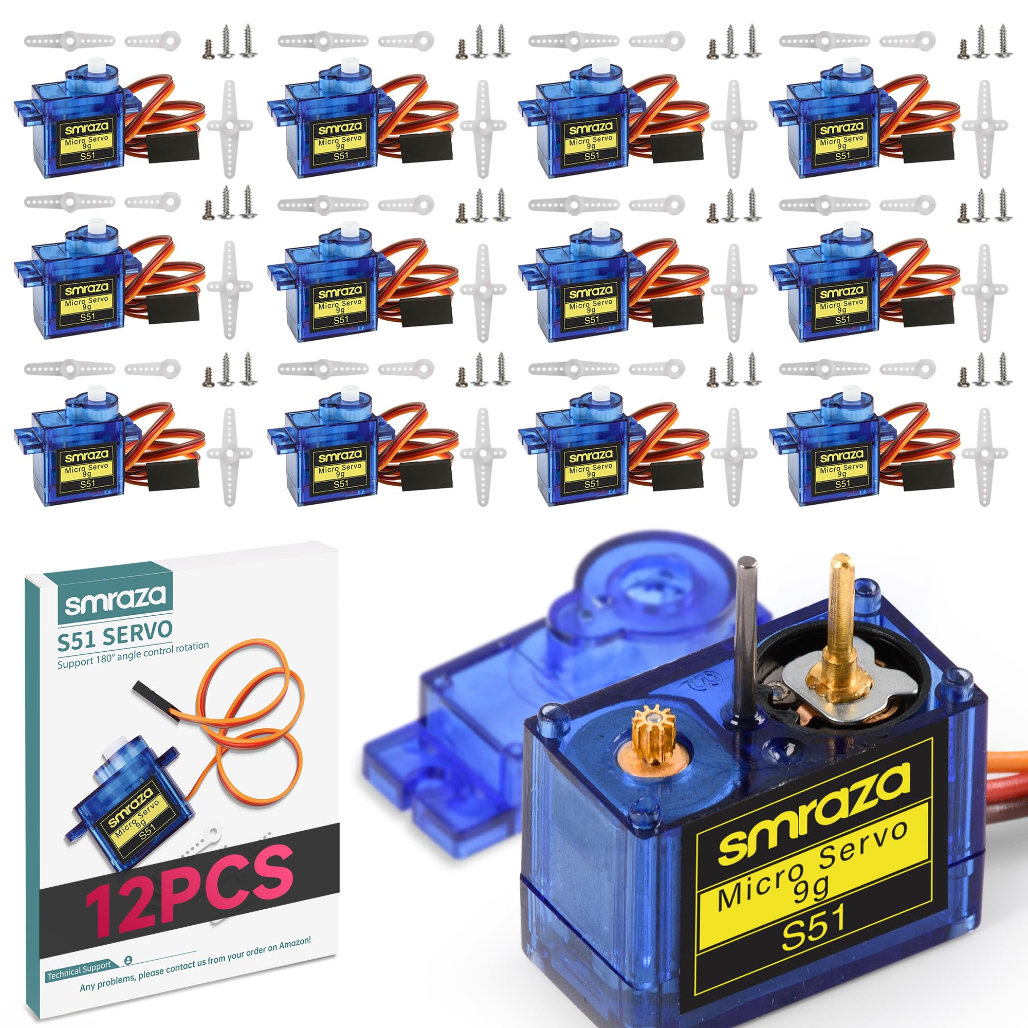 Amazon.com: SG90 9g Micro Servo Motor: 12 Pcs Mini Servos for RC Robot ...
