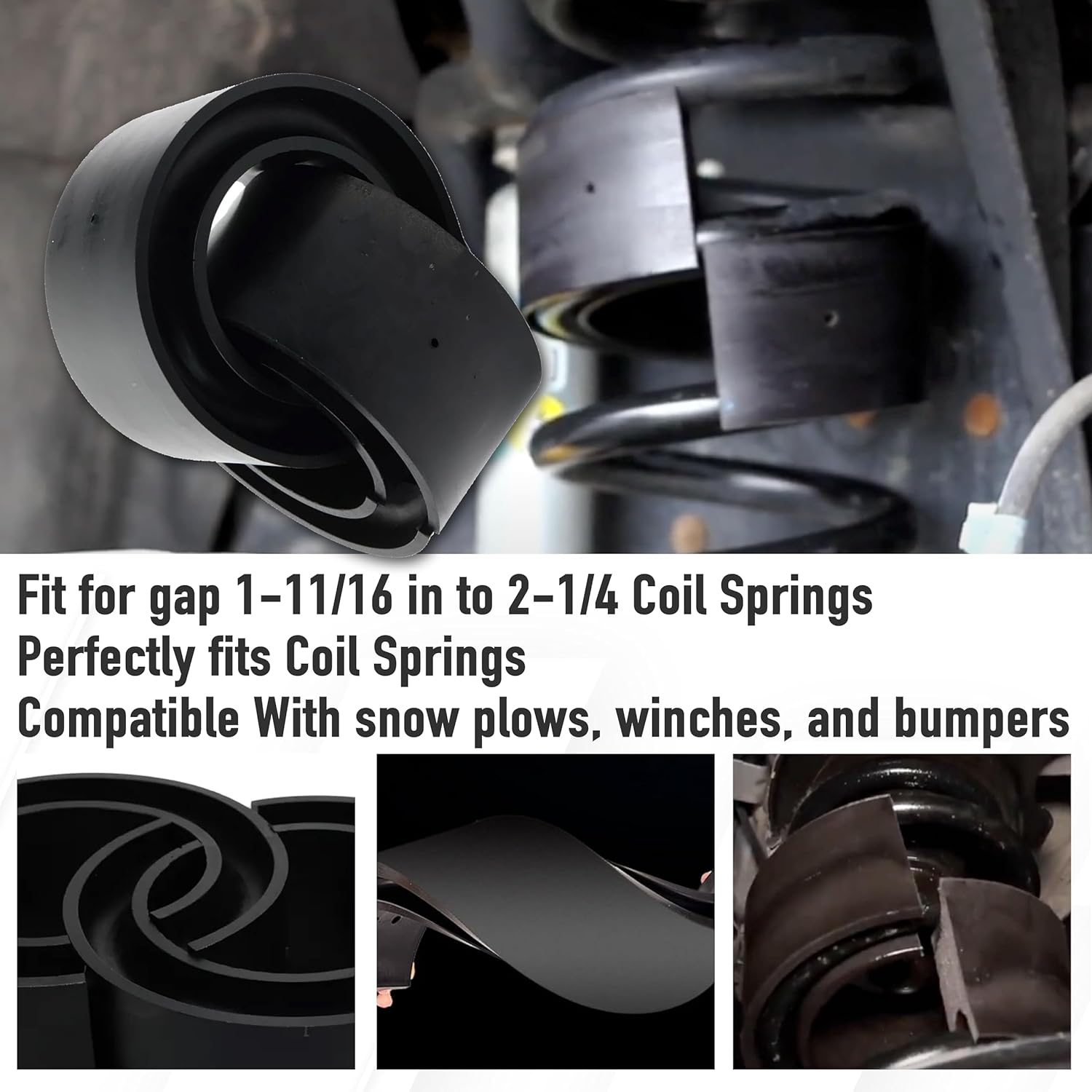 2Pcs Coil Springs for Various Applications Universal 1.95 Inch Inner Wall Height Coil Spring Rubber Insert Black For F250 Transit Wrangler Replace CSS-1195