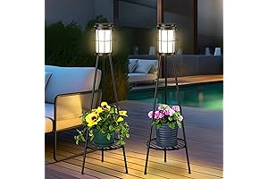 2 Pack Solar Lights with Plant Stand