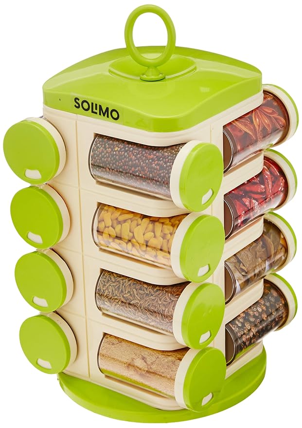 Amazon Brand – Solimo Revolving Plastic Spice Rack set (16 pieces) at Rs. 469