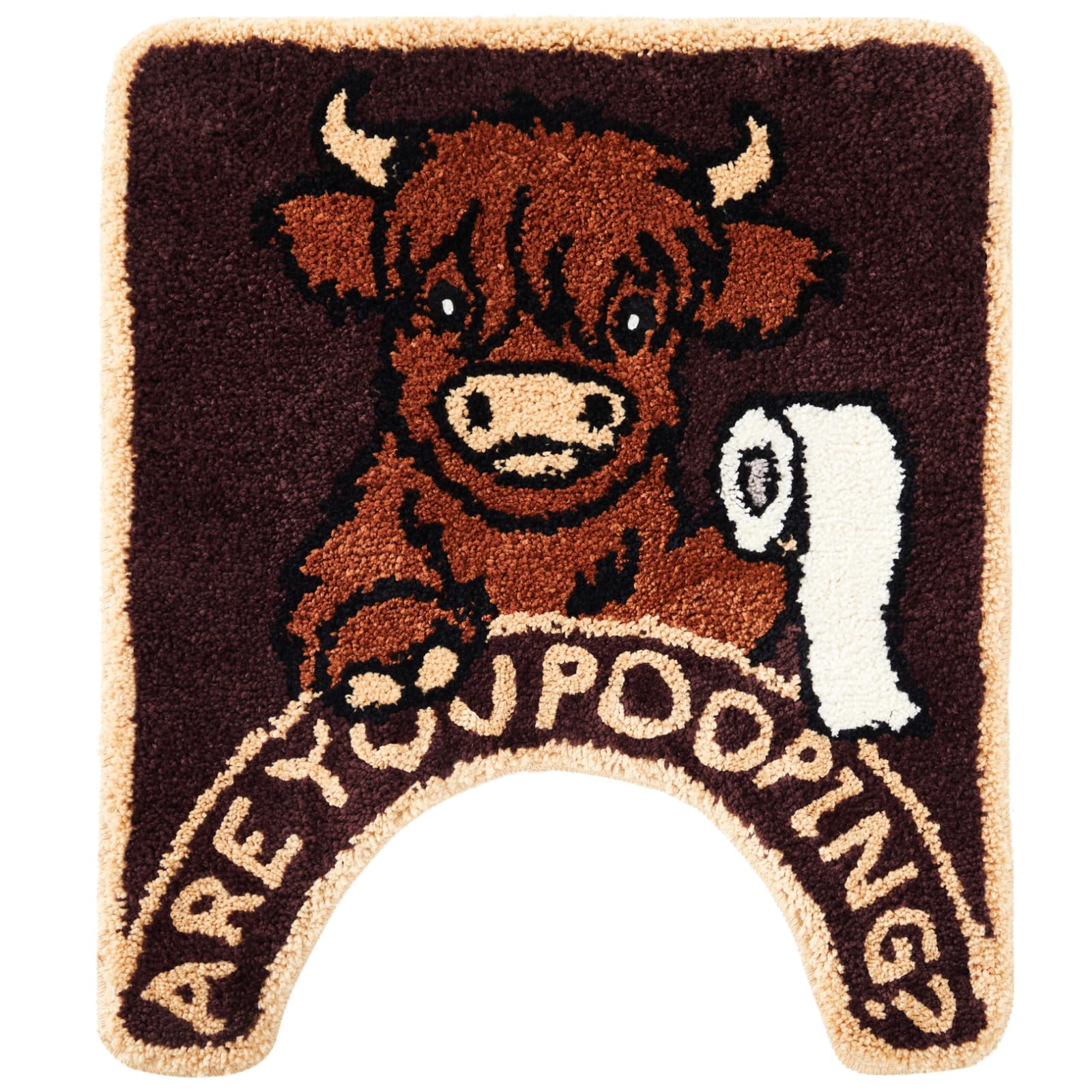 Drydiet U Shaped Toilet Rug Washable Cute Bath Mat 24x20,Highland Cattle — image 1