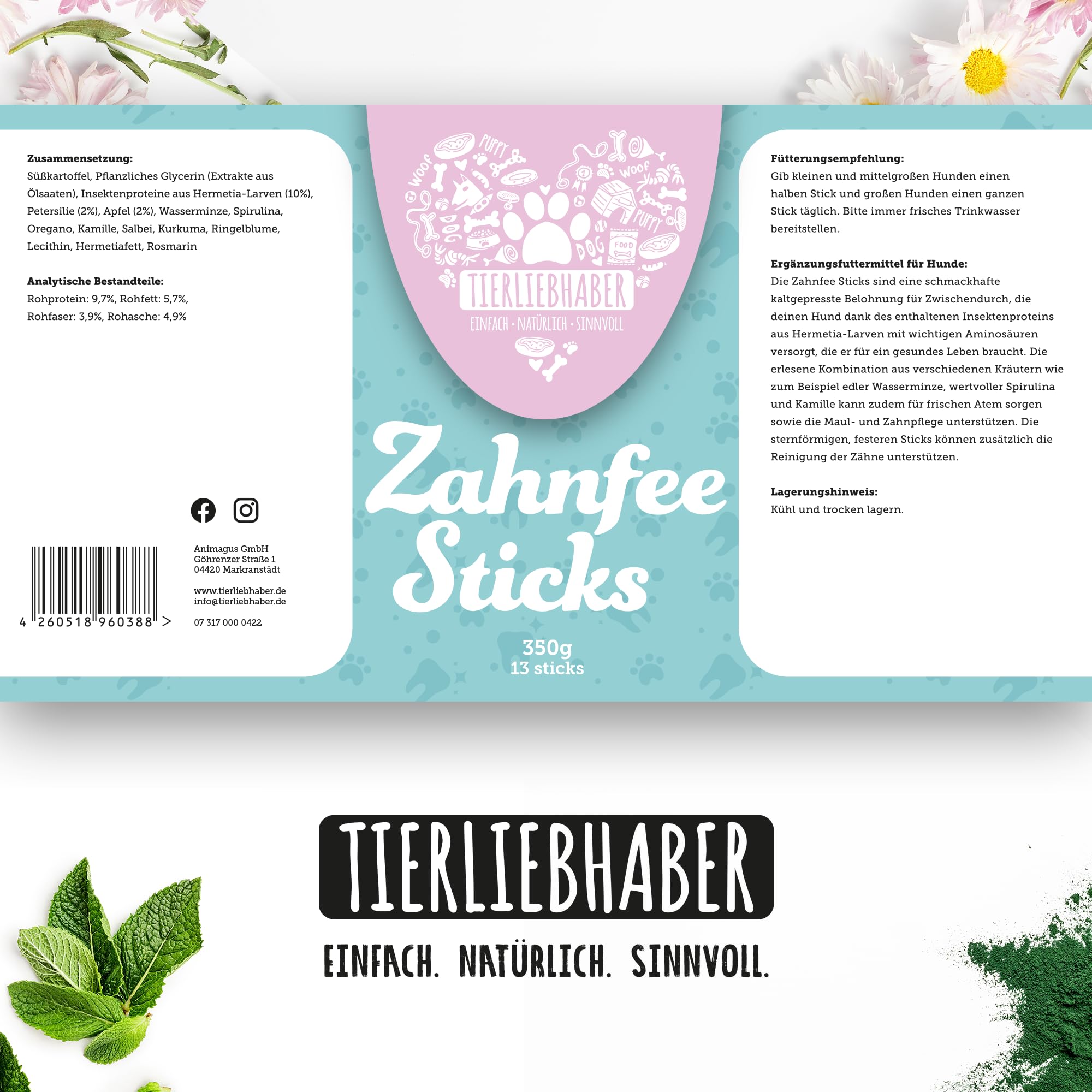 Zahnpflege Hund mit Dental Sticks Hund tierärztlich entwickelt – Zahnsticks zur Hunde Zahnpflege – Zahnreinigung gegen Mundgeruch – Hunde Zahnsteinentferner 350g von TIERLIEBHABER