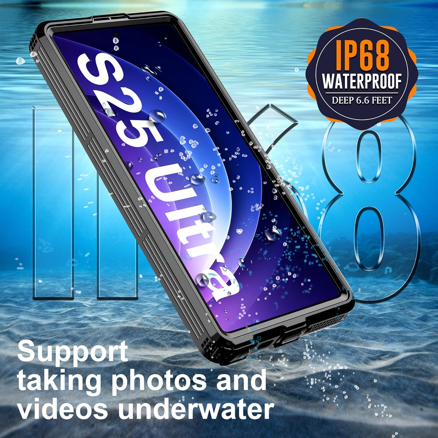 for Samsung Galaxy S25 Ultra Waterproof Case, with Built-in Screen Protector Dustproof Shockproof Full Body Underwater Protective Phone Case Cover for Samsung Galaxy S25 Ultra 5G 6.9" (Black) - Image 5