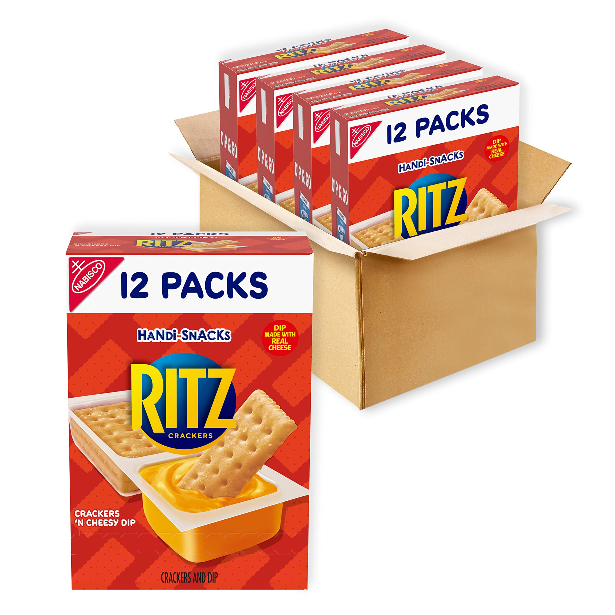 Buy HandiSnacks RITZ Crackers 'N Cheesy Dip Snack Packs, 4 Boxes of 12