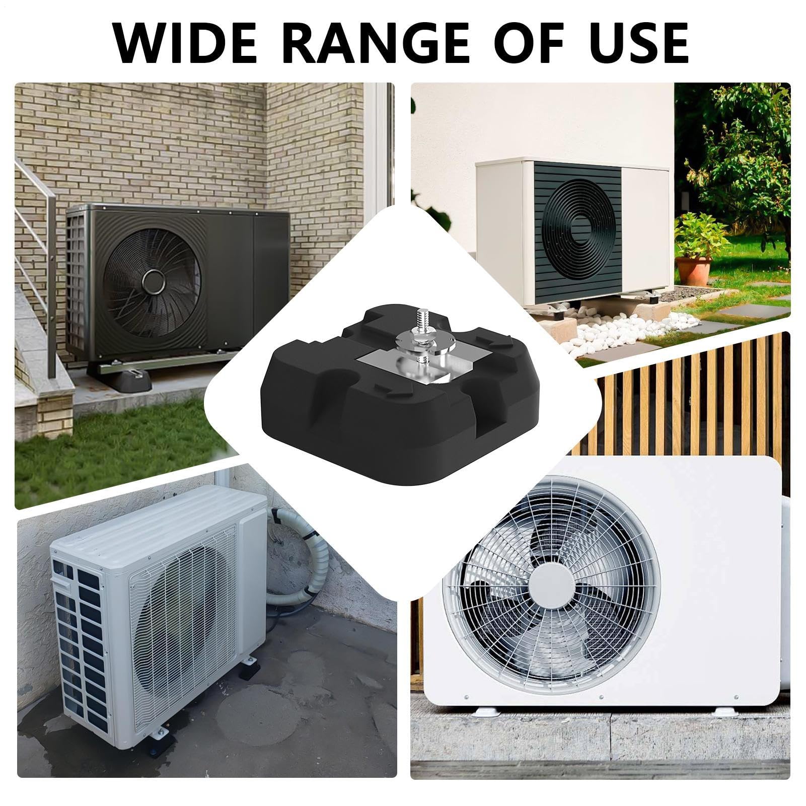 Bases para Unidad Exterior de Aire Acondicionado Base Para Bomba de Calor | Alfombrilla Antivibraciones Soporte en Suelo para Instalación Exterior 4 Piezas