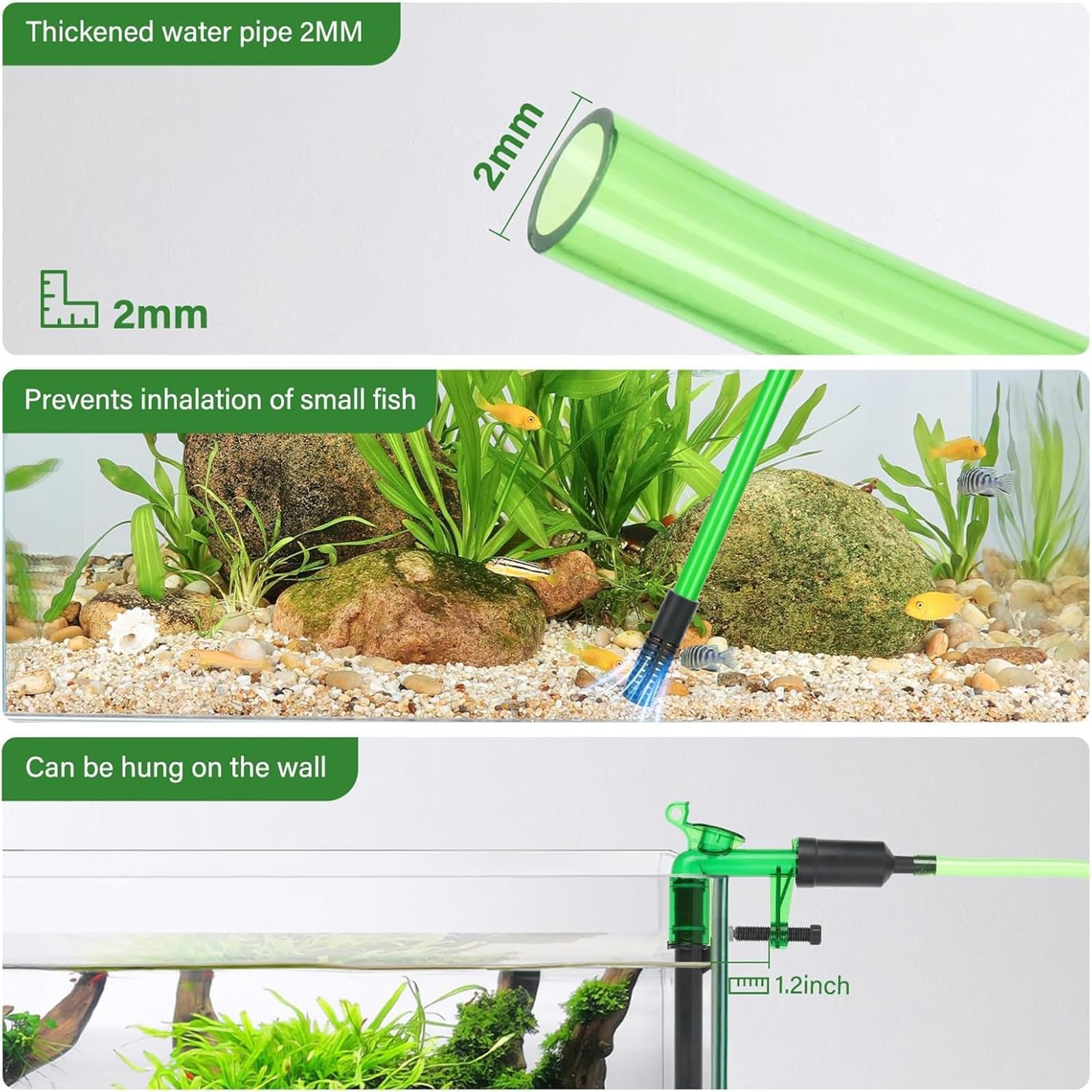 Cambiador de agua manual para pecera, sifón, extractor de manguera, herramienta multifuncional de limpieza de acuarios